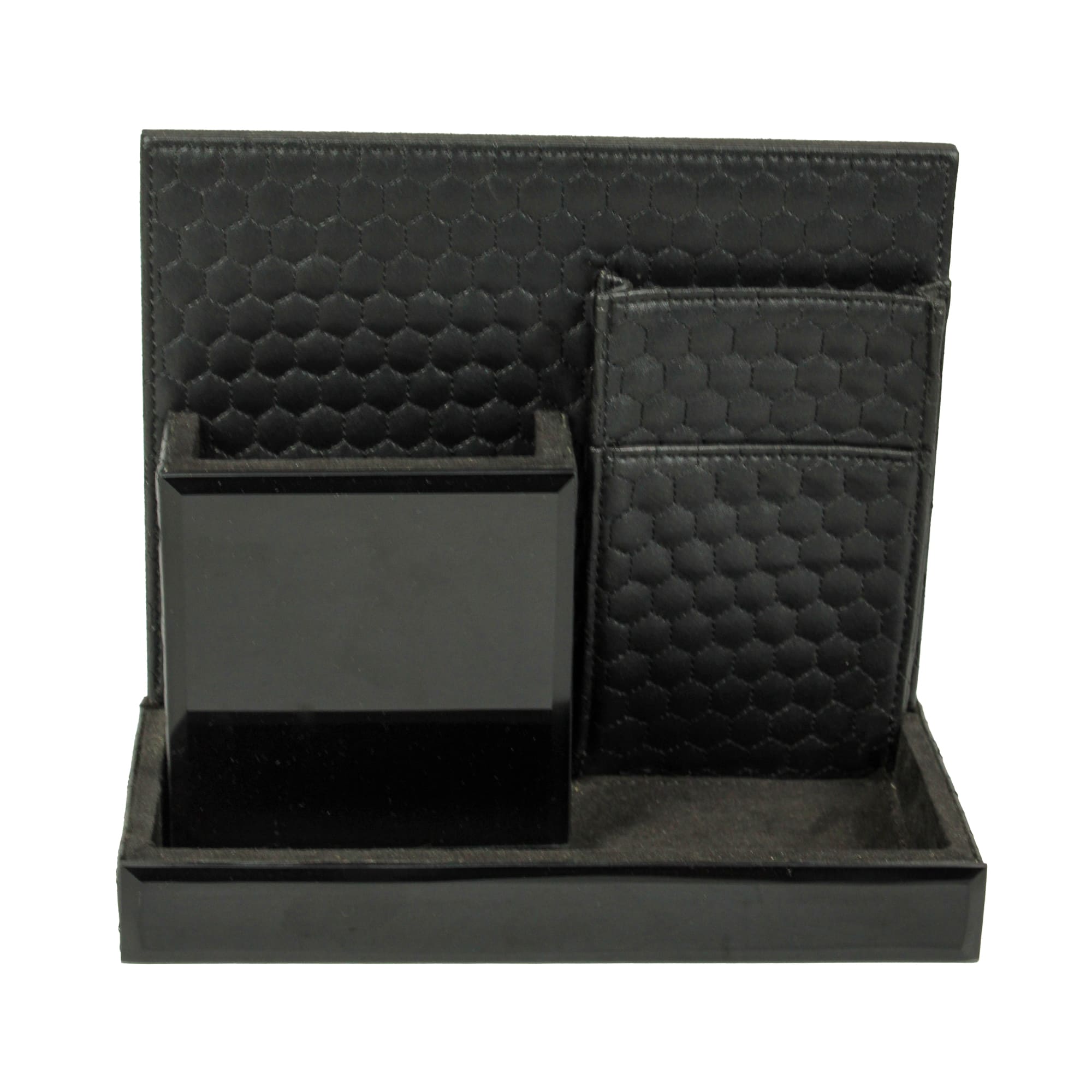 Premium Black leatherite Stationery Organizer & Remote Holder