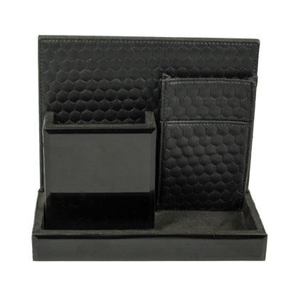 Black leatherette Stationery Organizer & Remote Holder