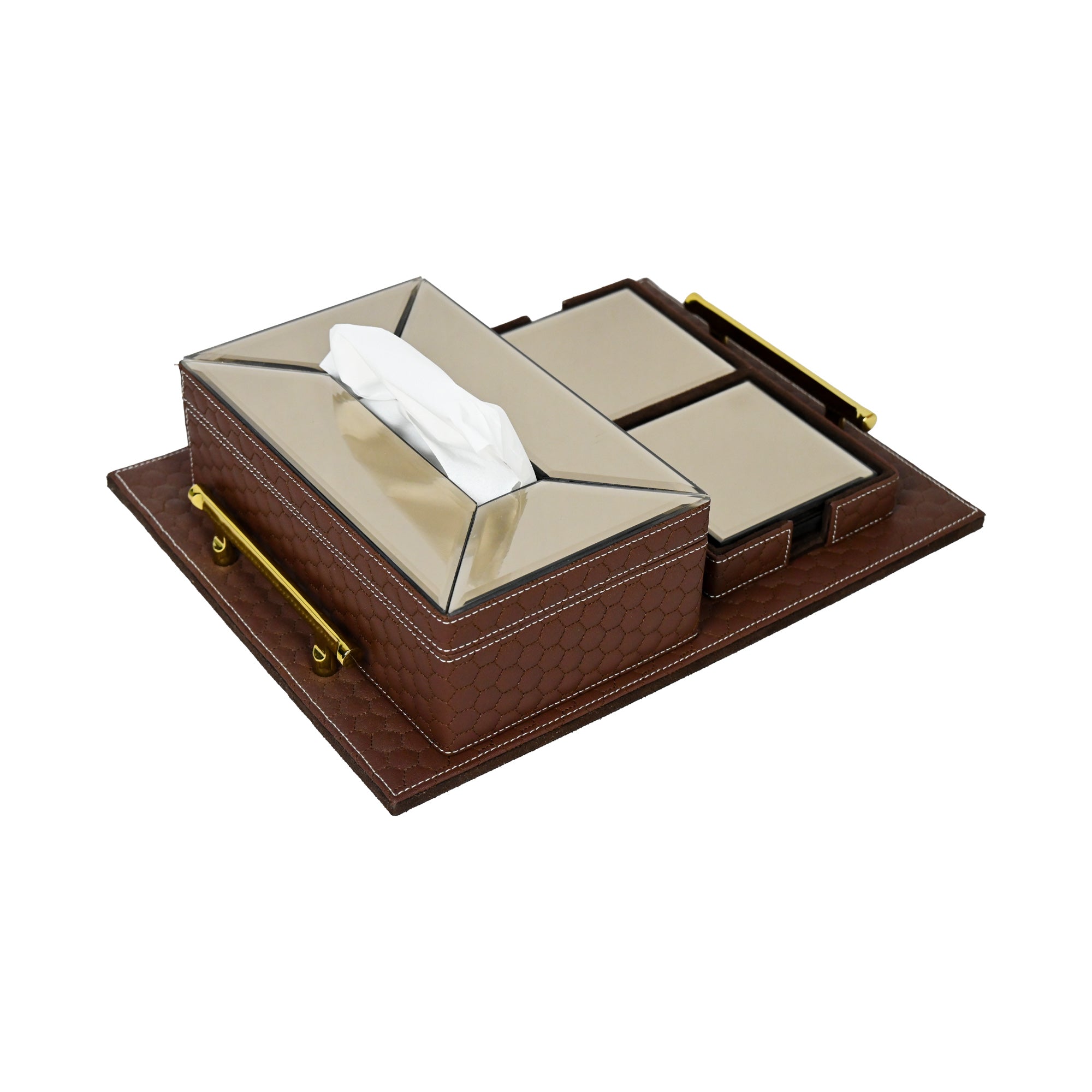 Premium Brown Leatherite Hamper Set of 3