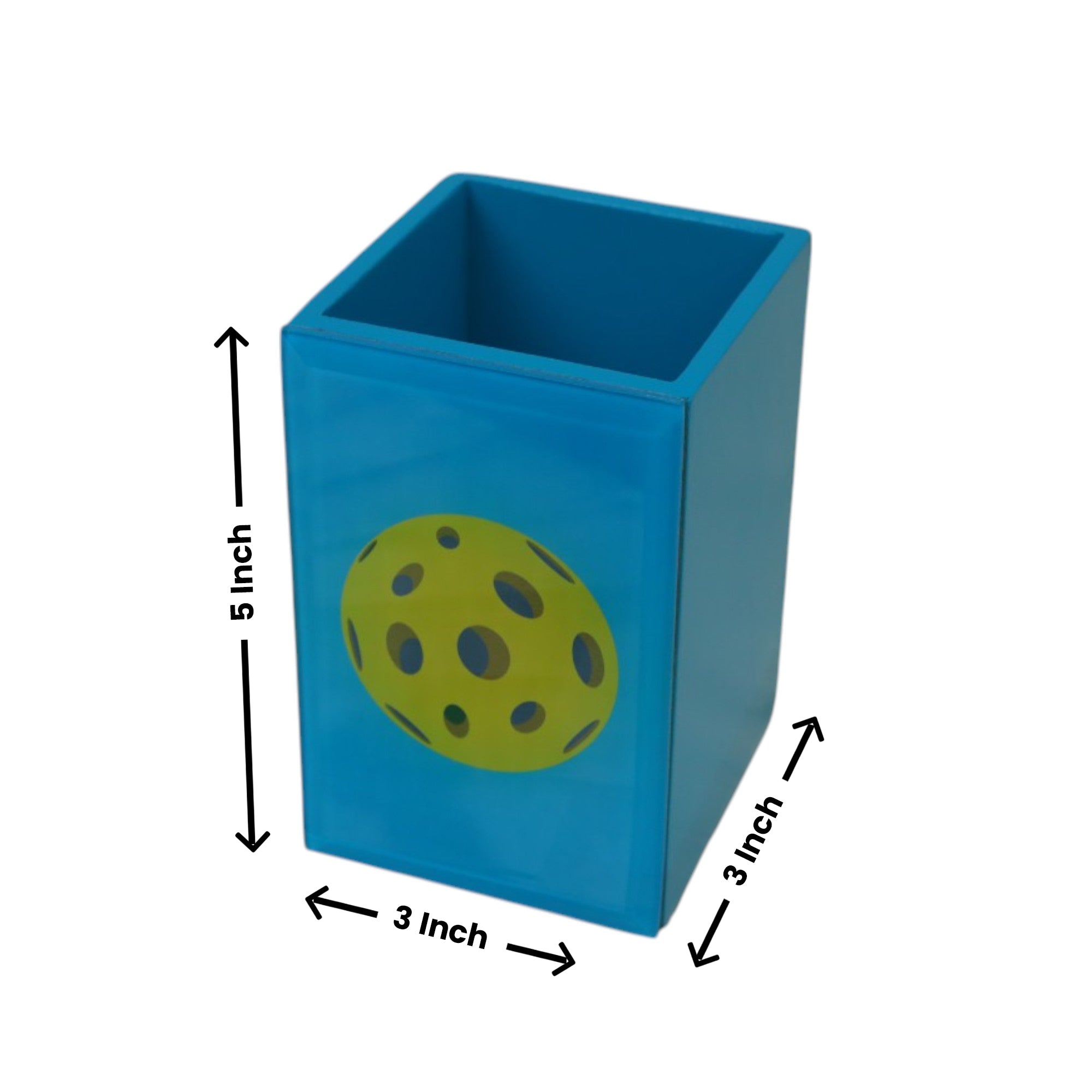 Premium Glass Pen Holder with Pickle Ball Design