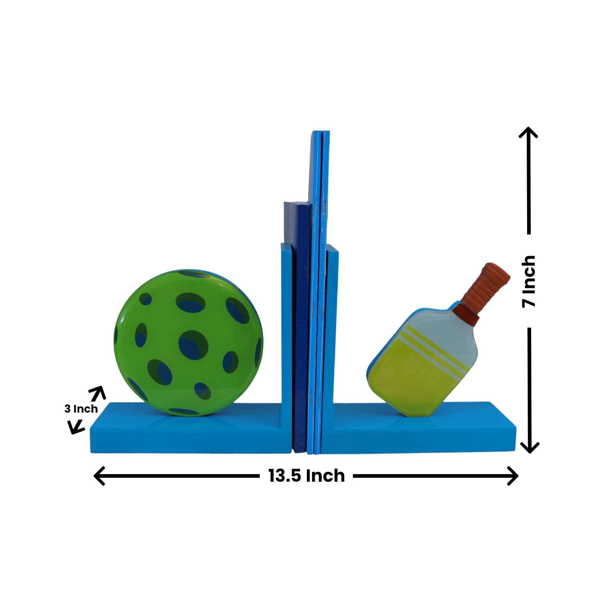 Premium Glass Bookends with Pickle Ball Design