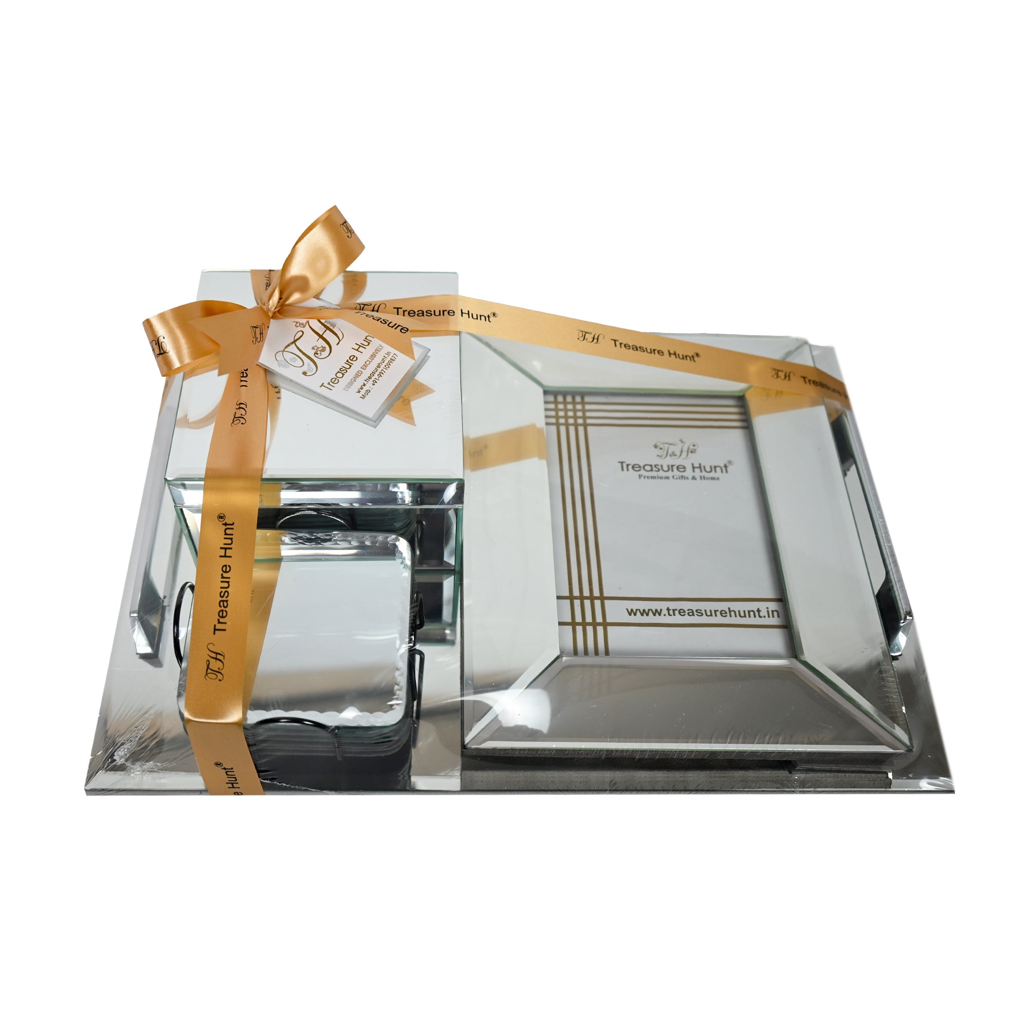 Premium Silver Mirror Hamper Set of 4