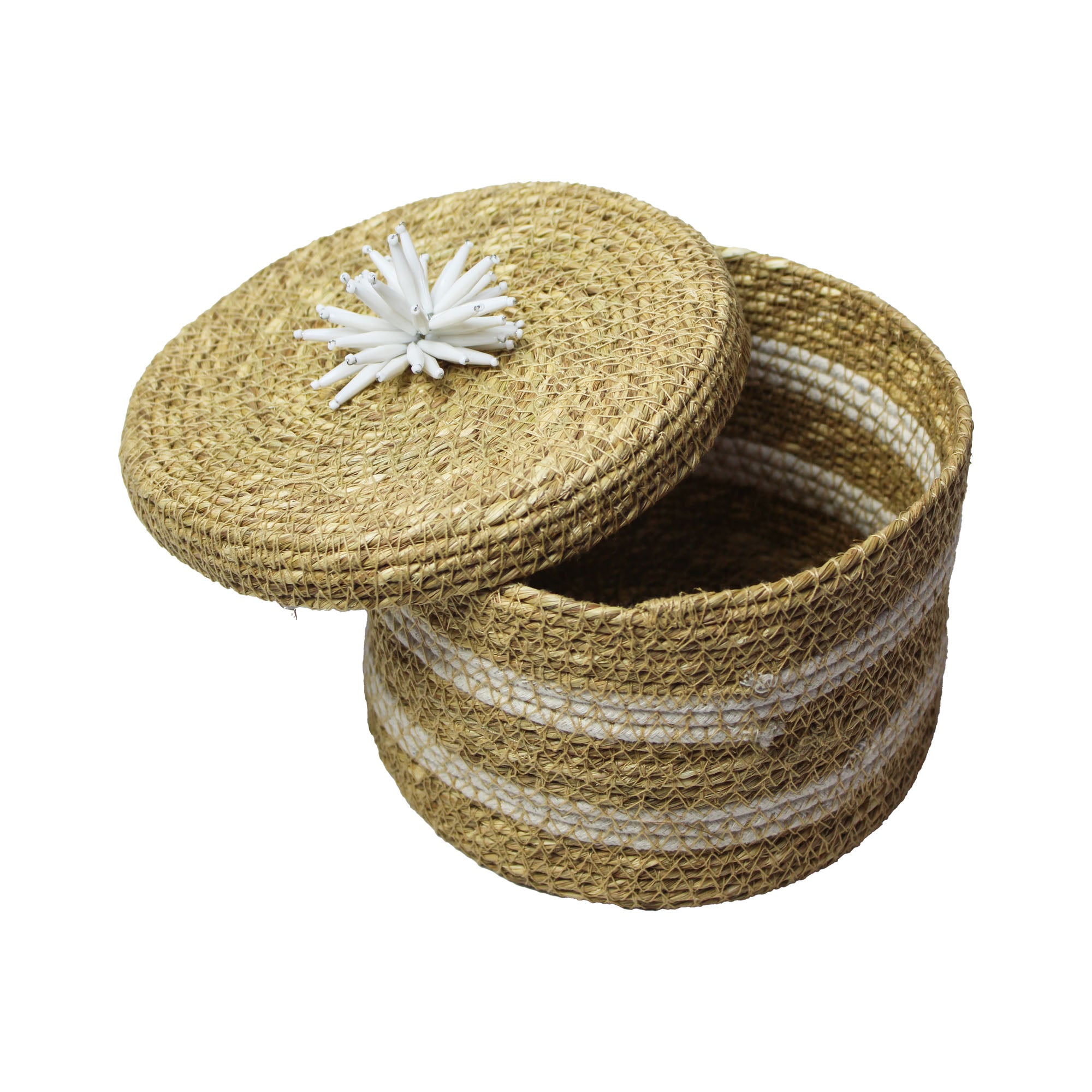 White Color Multipurpose Sea Grass Basket With Lid