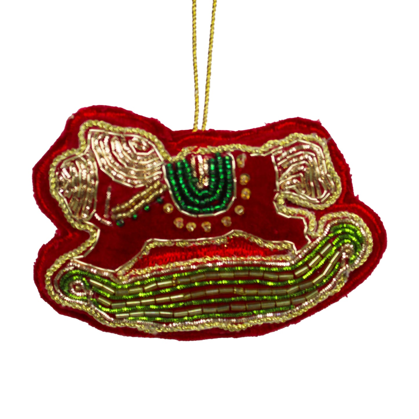 Set of 2 Embroidered Christmas Ornament Tree Hanging