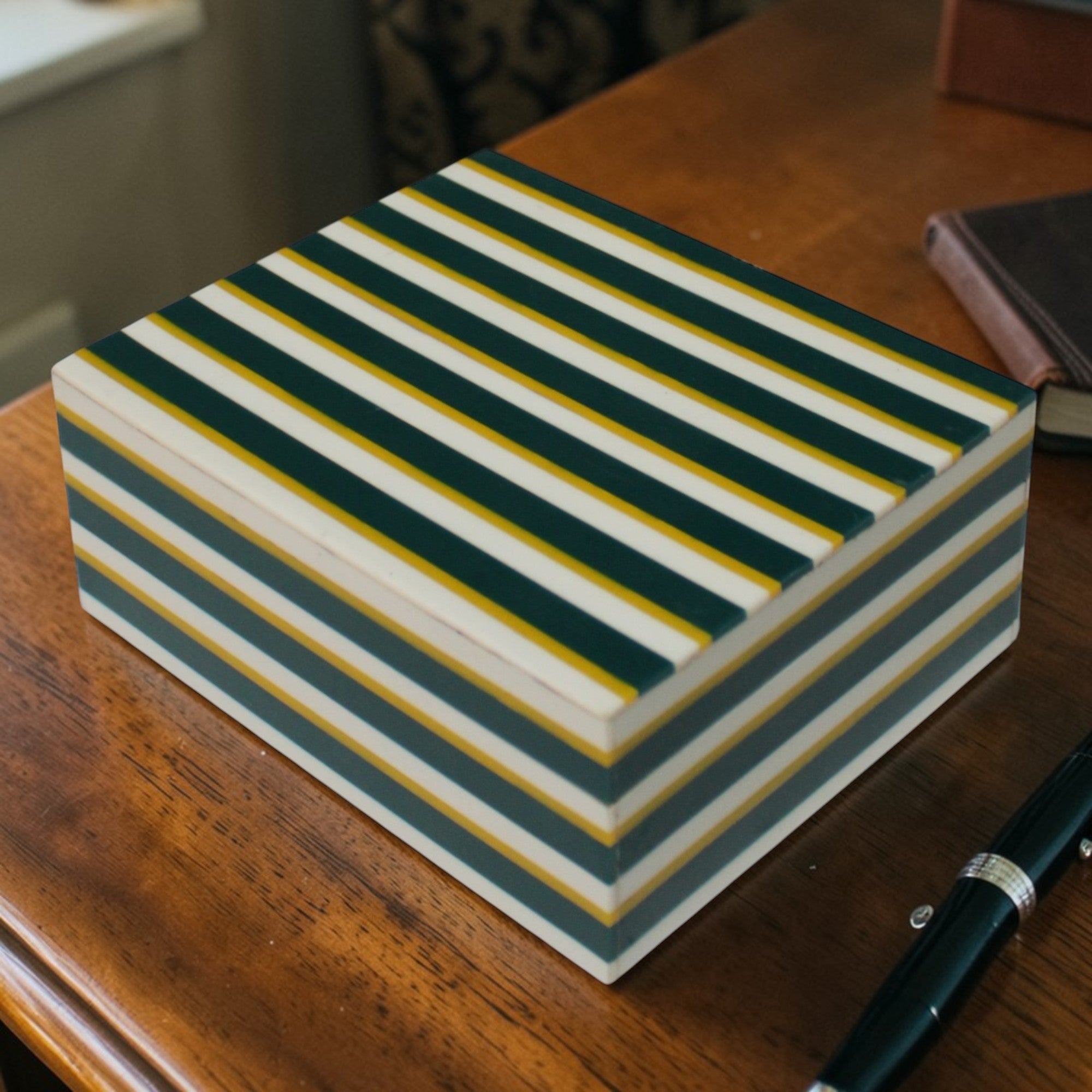 Artisan Striped Resin Jewellery Box
