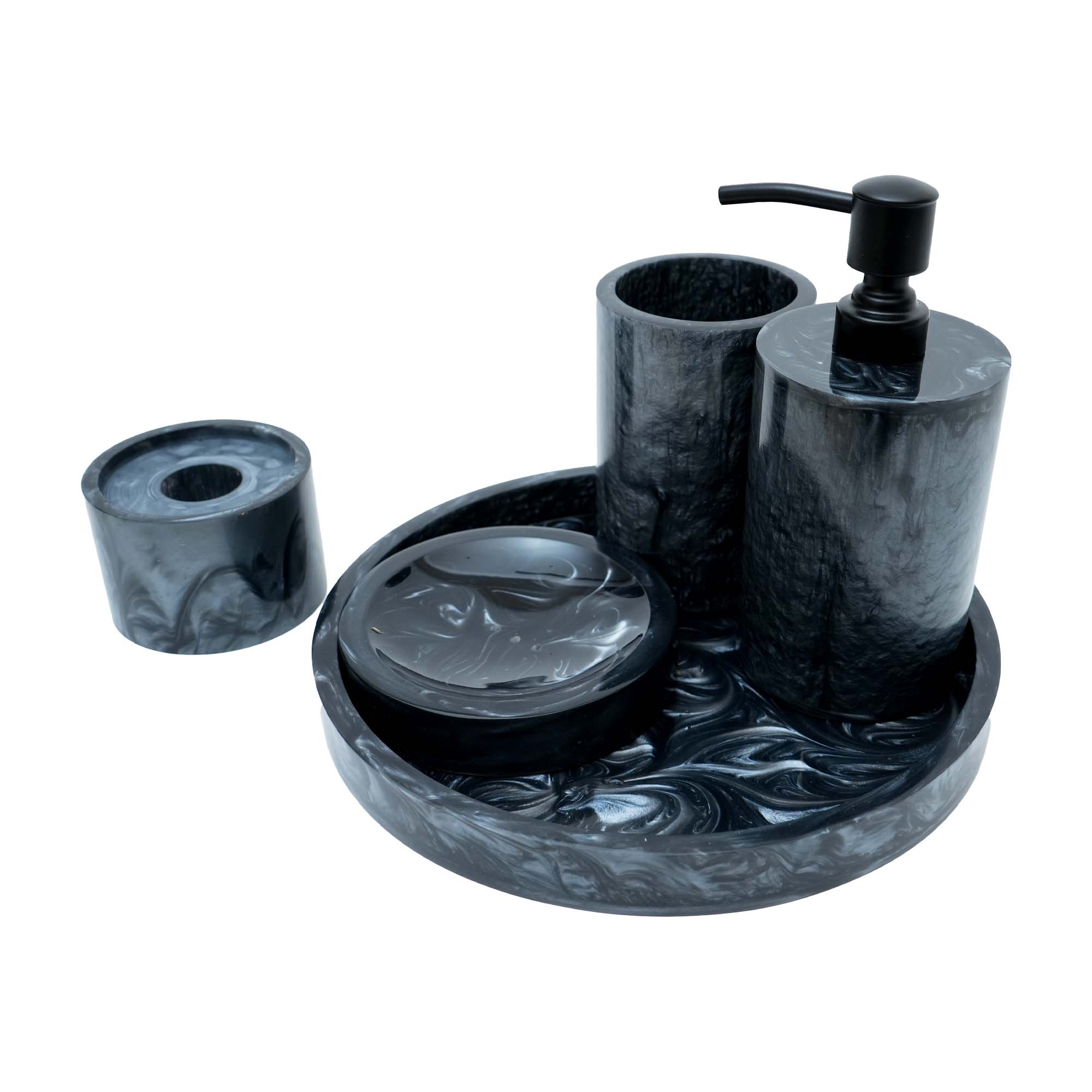 Luxury Bathroom Accessory Set of 5 Pieces (Black Color)