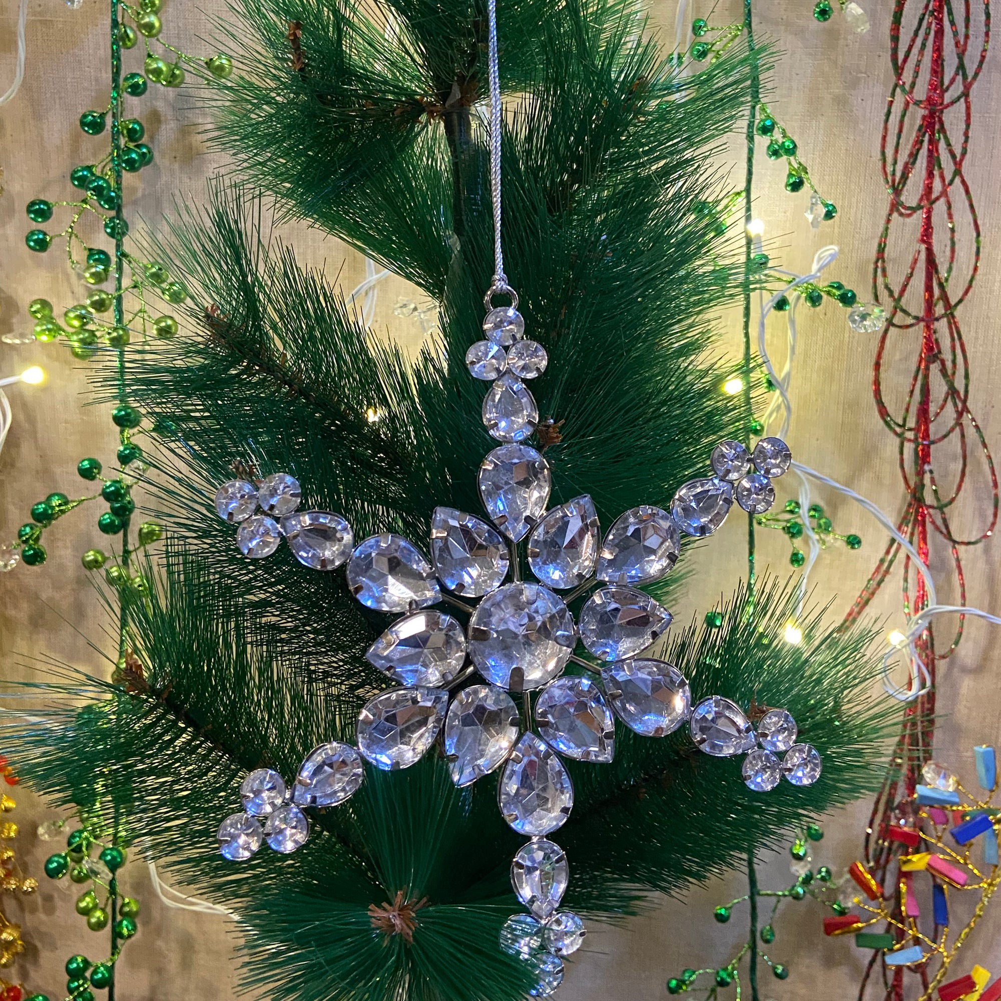 Jeweled Snowflake Shaped Christmas Ornament