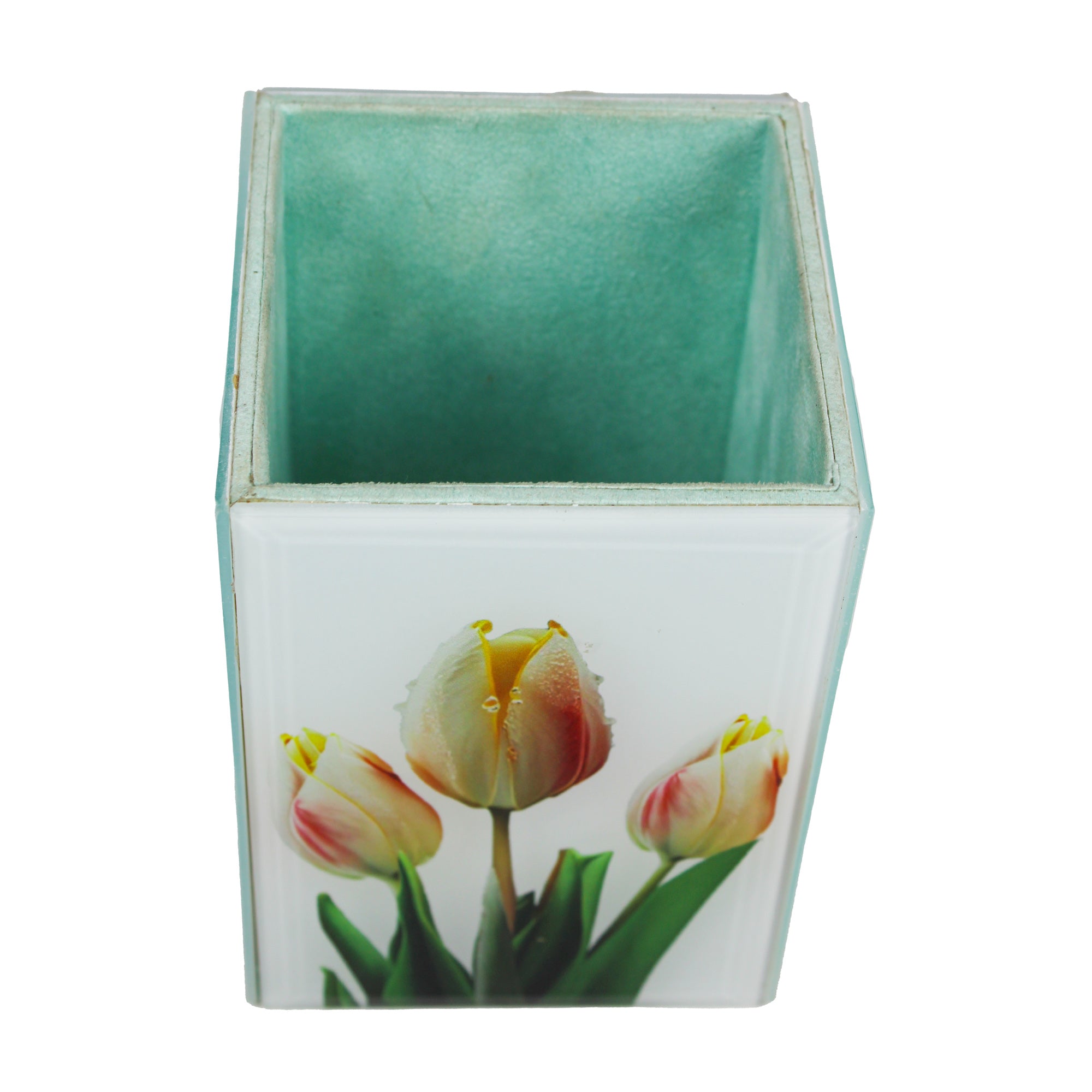 Tulip-Design Glass Printed Cutlery Holder