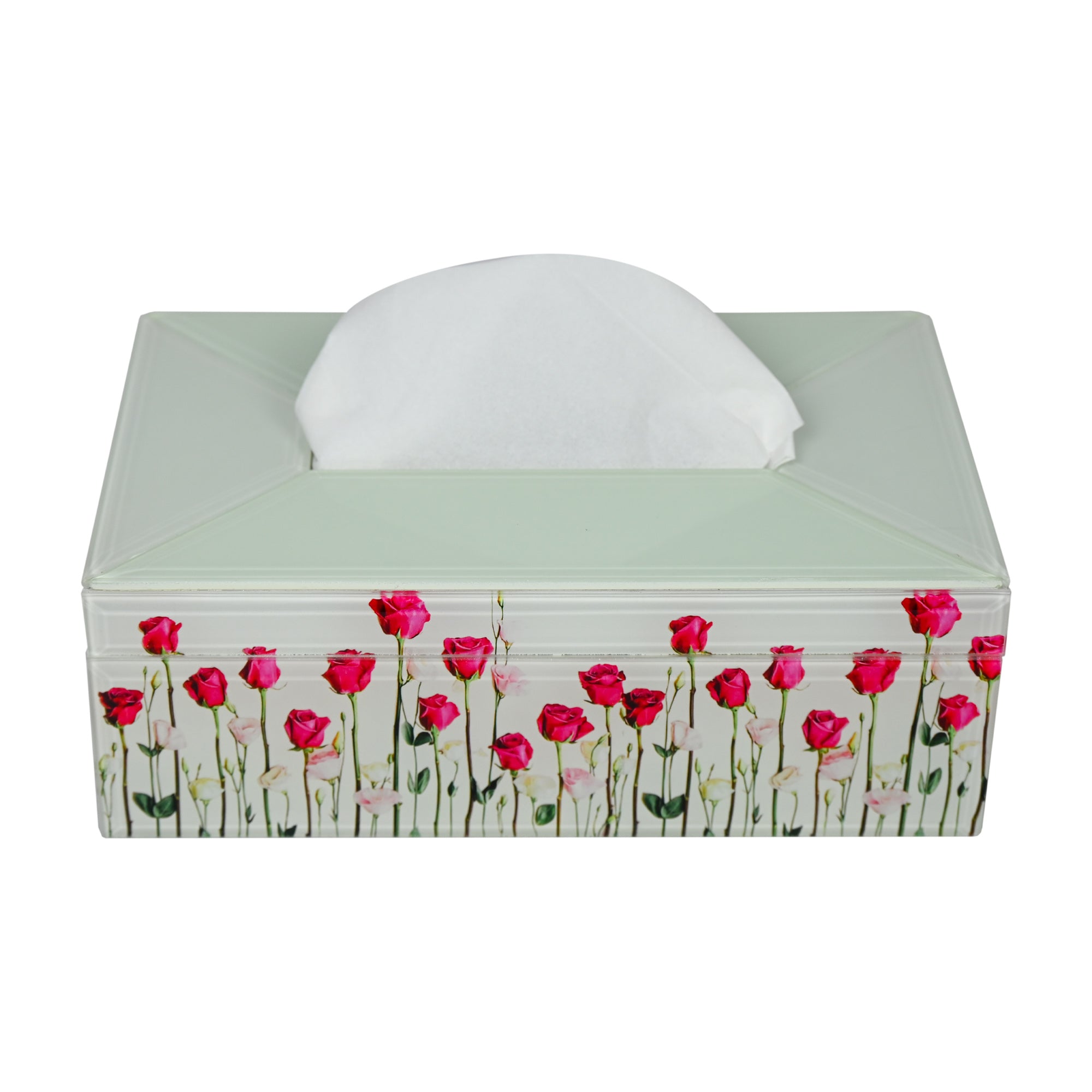 Elegant Decorative Tissue Box with Tulip Flower Design