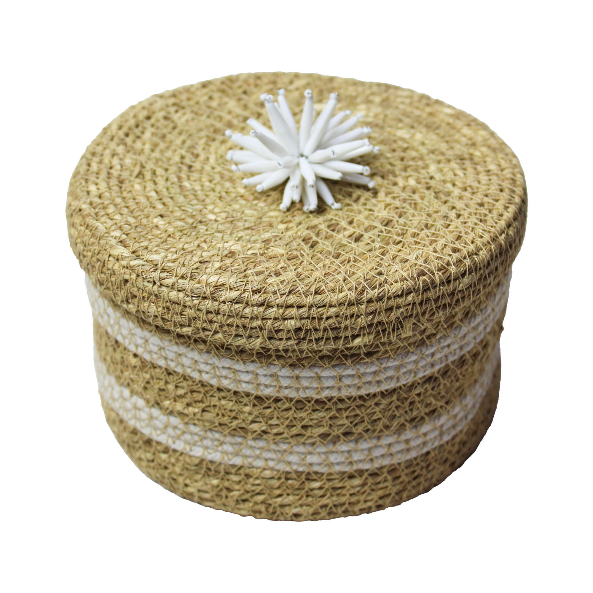 White Color Multipurpose Sea Grass Basket With Lid