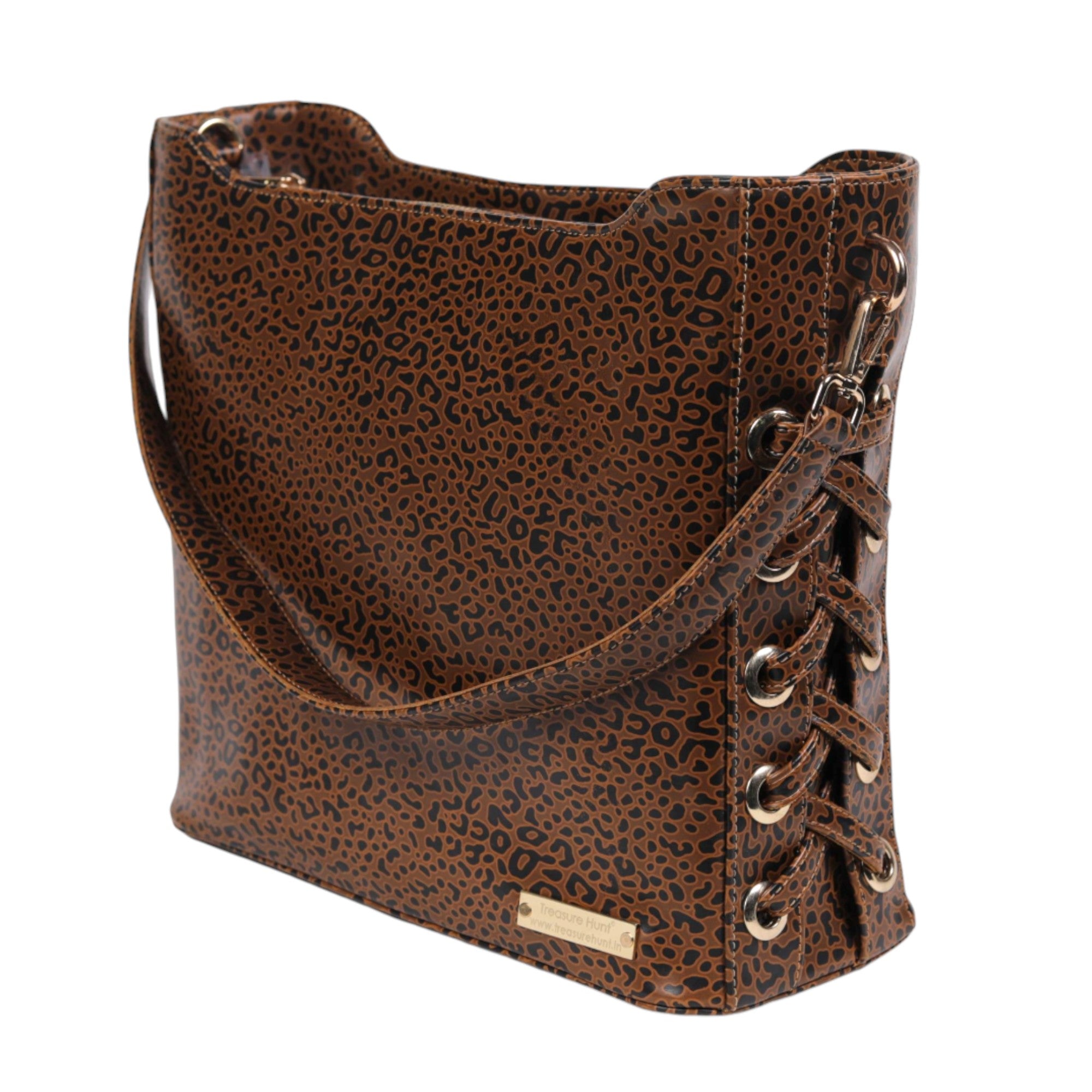 Brown Genuine Leather Printed Shoulder Bag