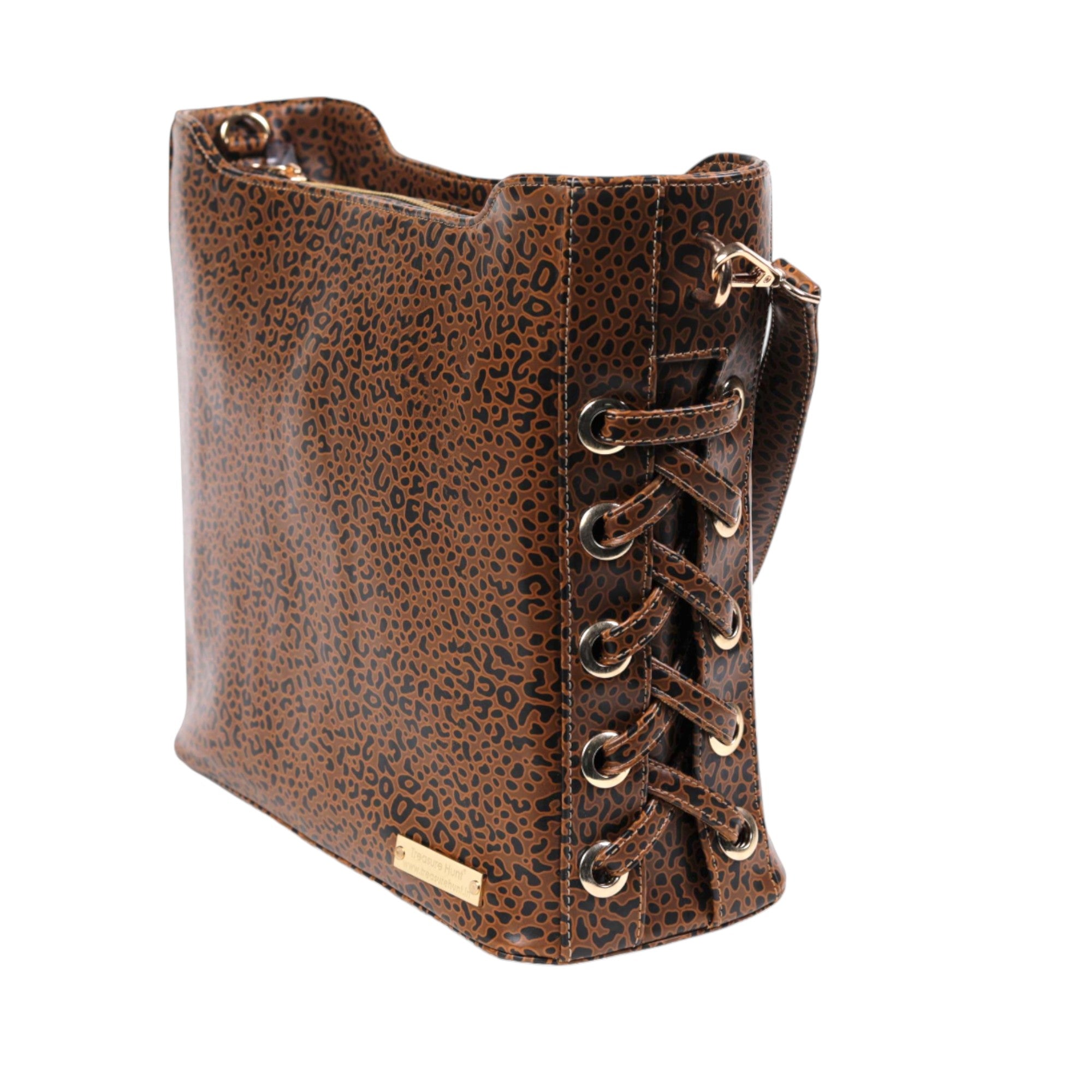 Brown Genuine Leather Printed Shoulder Bag