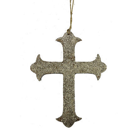 Set of 2 Jewelled / Beaded "CROSS" Shaped Hanging Christmas Ornaments