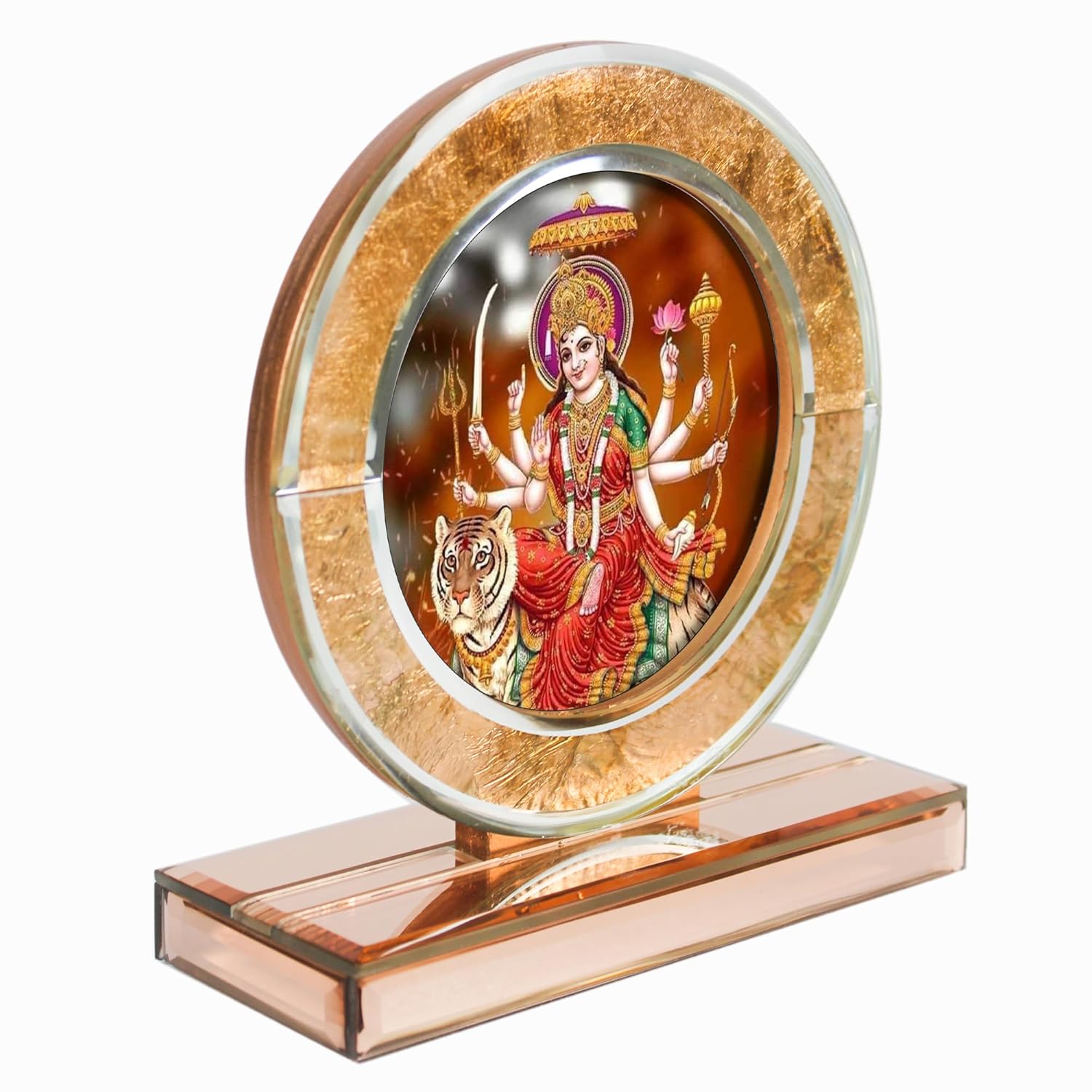 Designer Glass Maa Durga Photo Frame for Puja