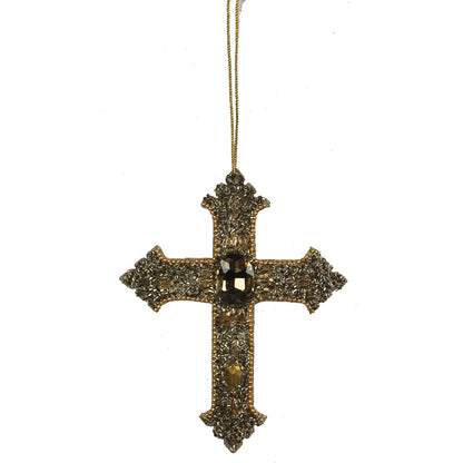 Set of 2 Jewelled / Beaded "CROSS" Shaped Hanging Christmas Ornaments