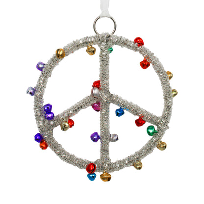 Set of 2 Beaded Peace Designed Christmas Ornament