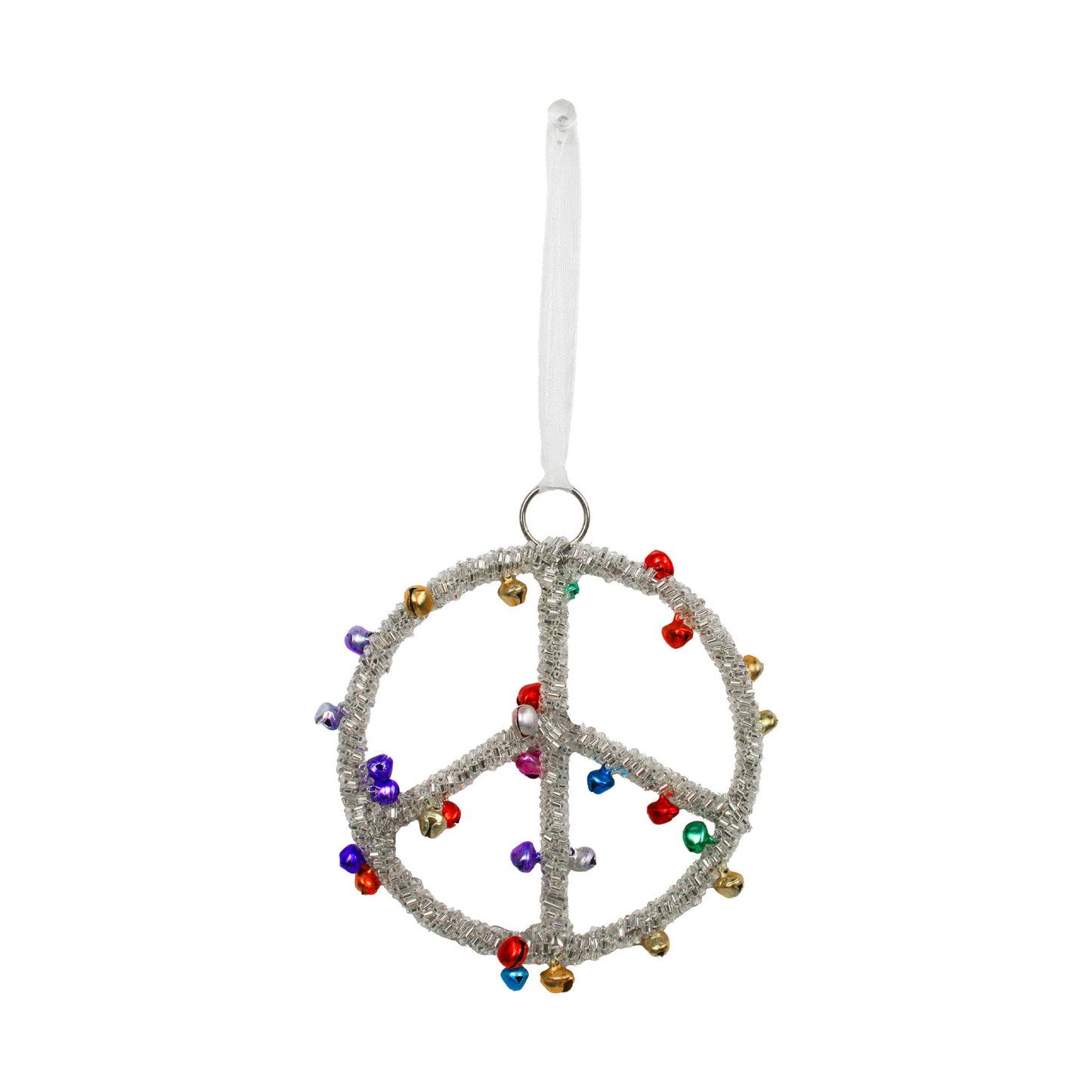 Set of 2 Beaded Peace Designed Christmas Ornament