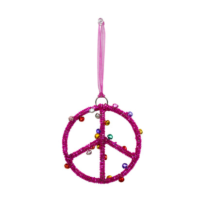 Set of 2 Beaded Peace Designed Christmas Ornament