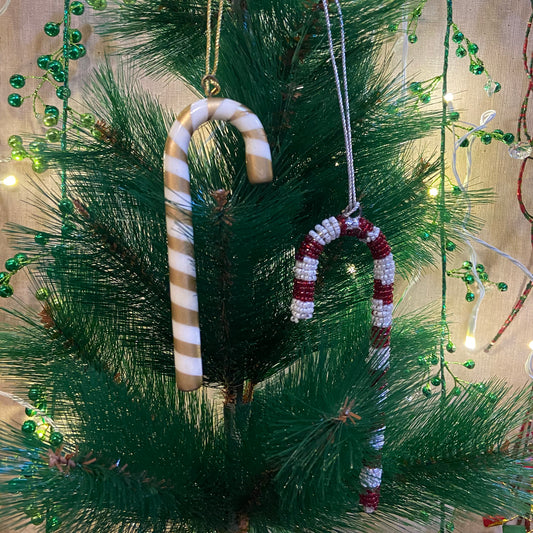 Set of 2 Christmas Candy Stick Tree Ornament