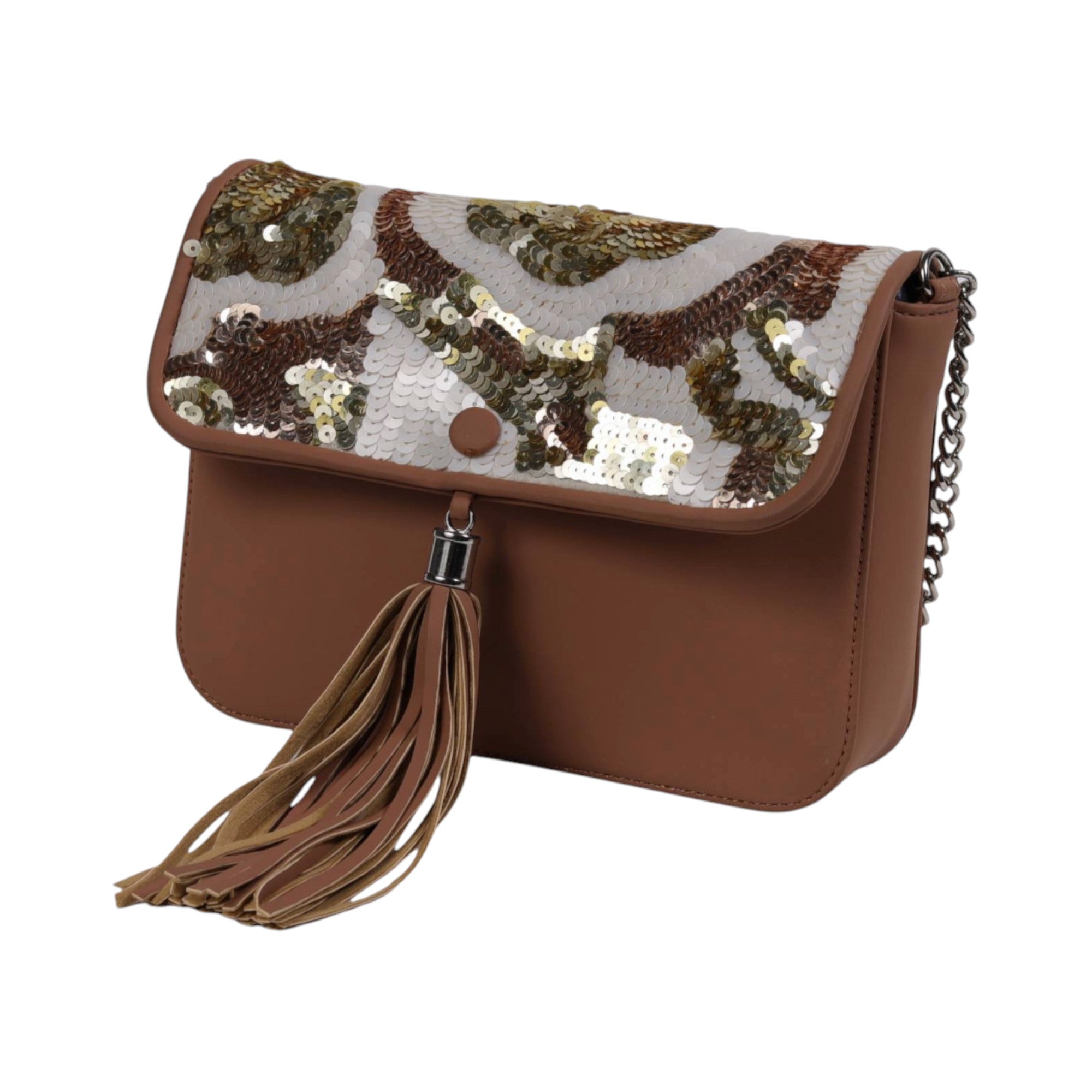  Women’s Hand-Embroidered Beaded Sling Bag – High-Quality PU 