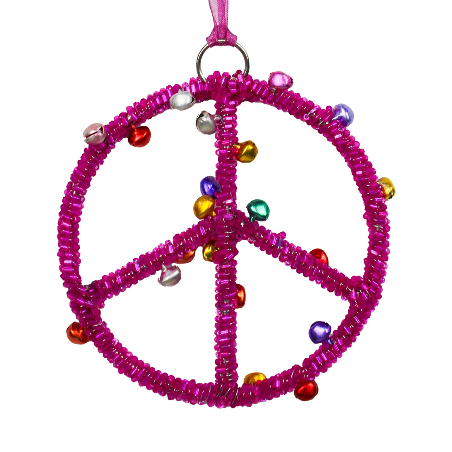 Set of 2 Beaded Peace Designed Christmas Ornament