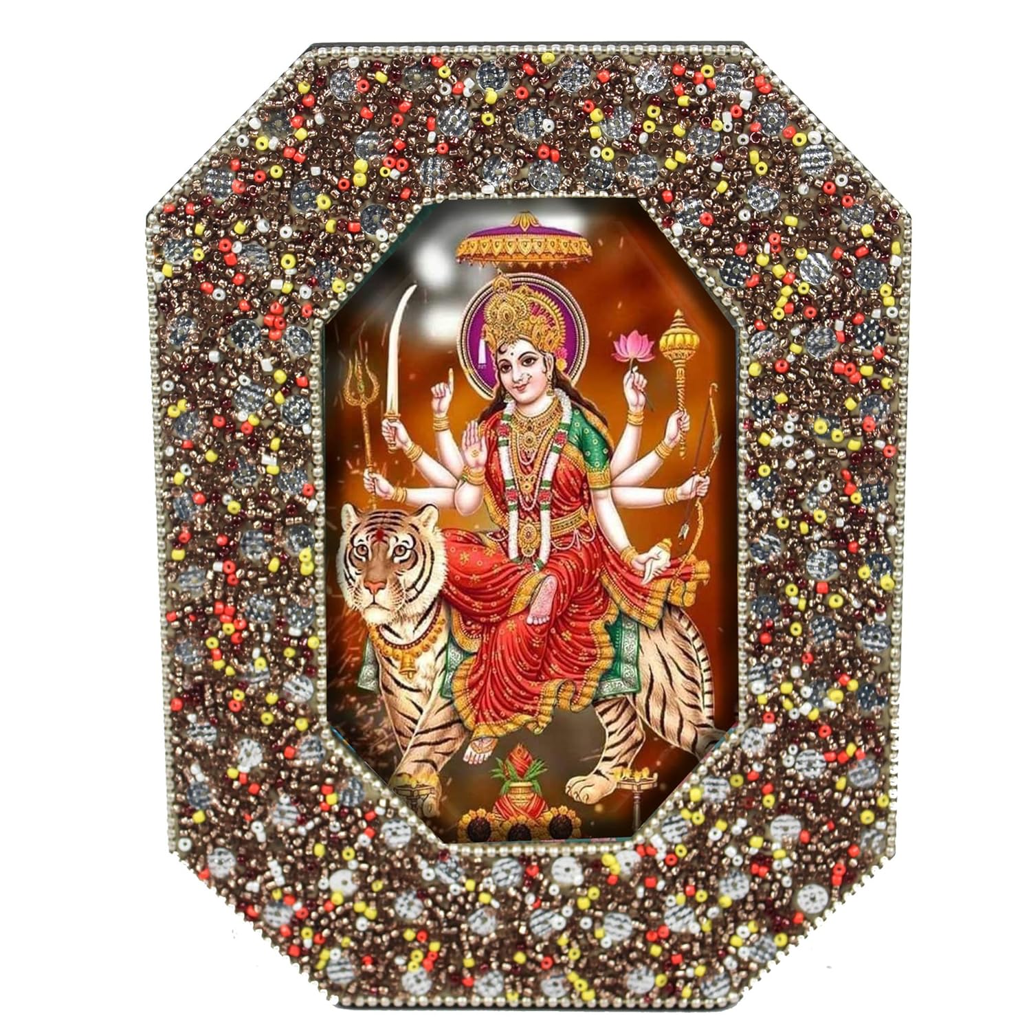Durga Mata Beaded Photo Frame for Blessings