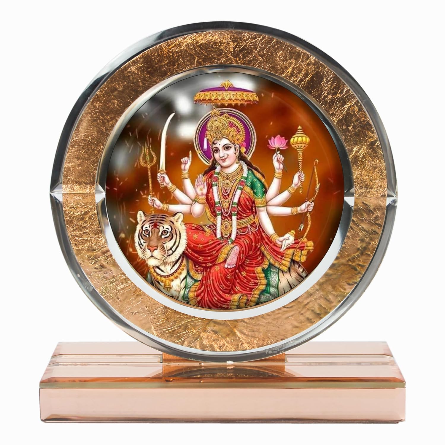 Designer Glass Maa Durga Photo Frame for Puja