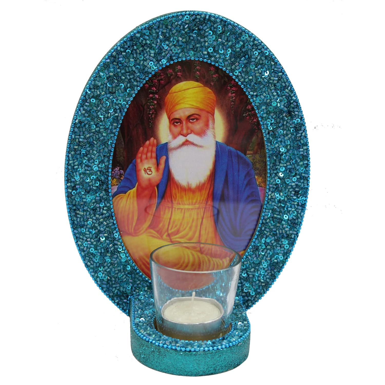 Guru Nanak Dev ji Photo Frame Table Top with T-Light