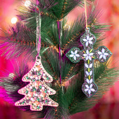 Set of 2 Lac Work Christmas Tree Ornament