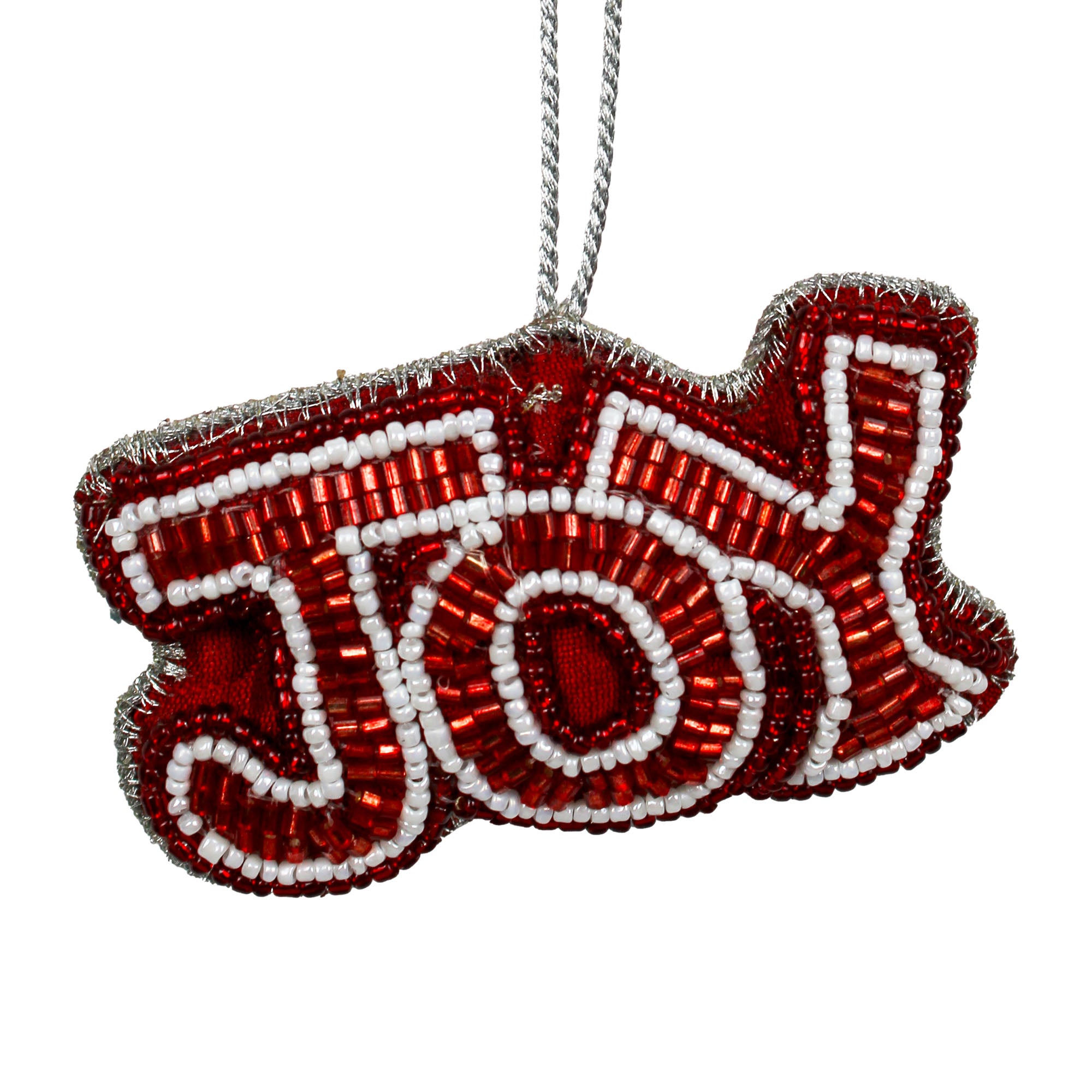 Set of 2 Beaded Christmas Tree Hanging Ornament