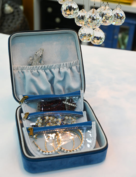 Blue Velvet Jewellery Box