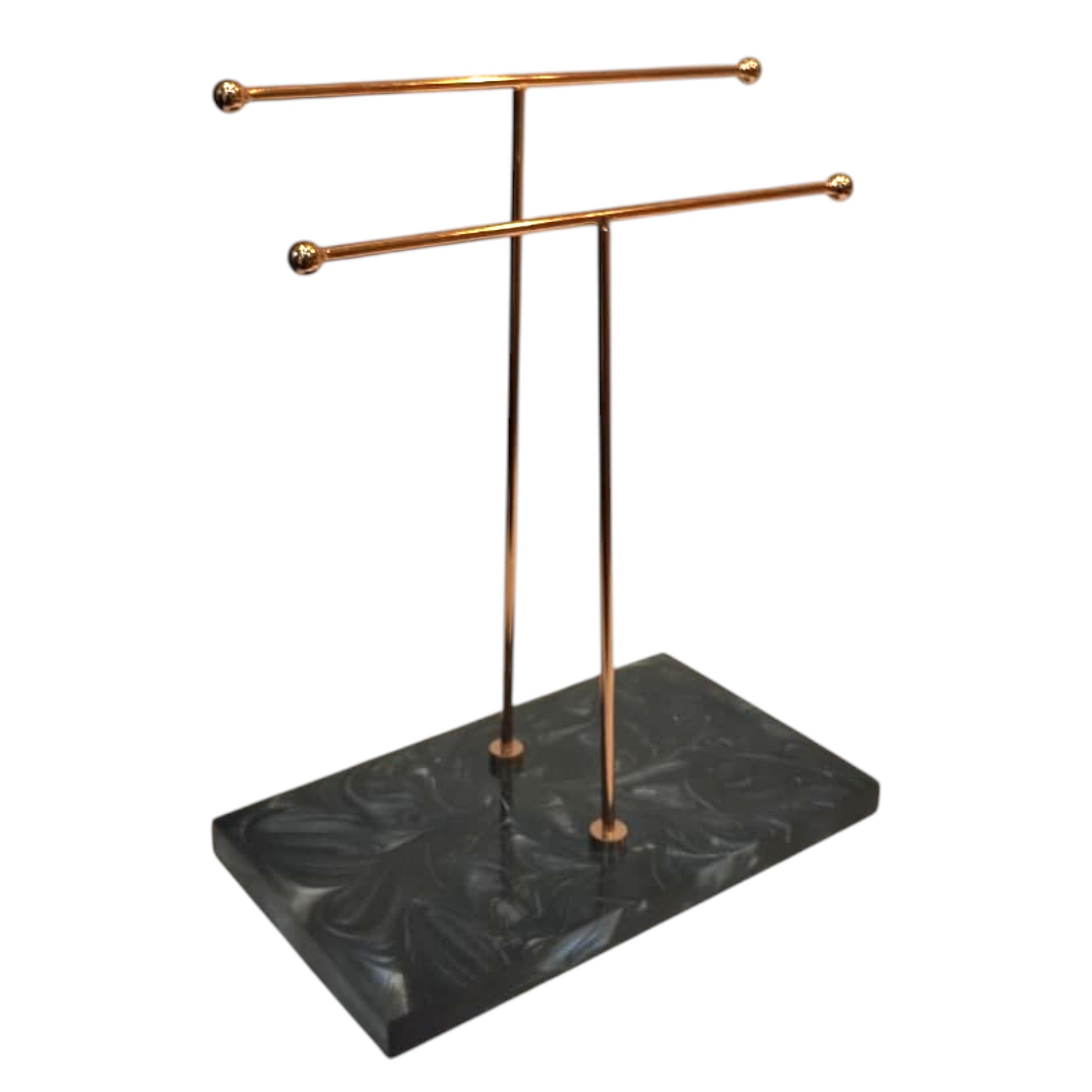  Elegant Premium Luxury Double Towel Stand with Rose Gold finish & White Base 
