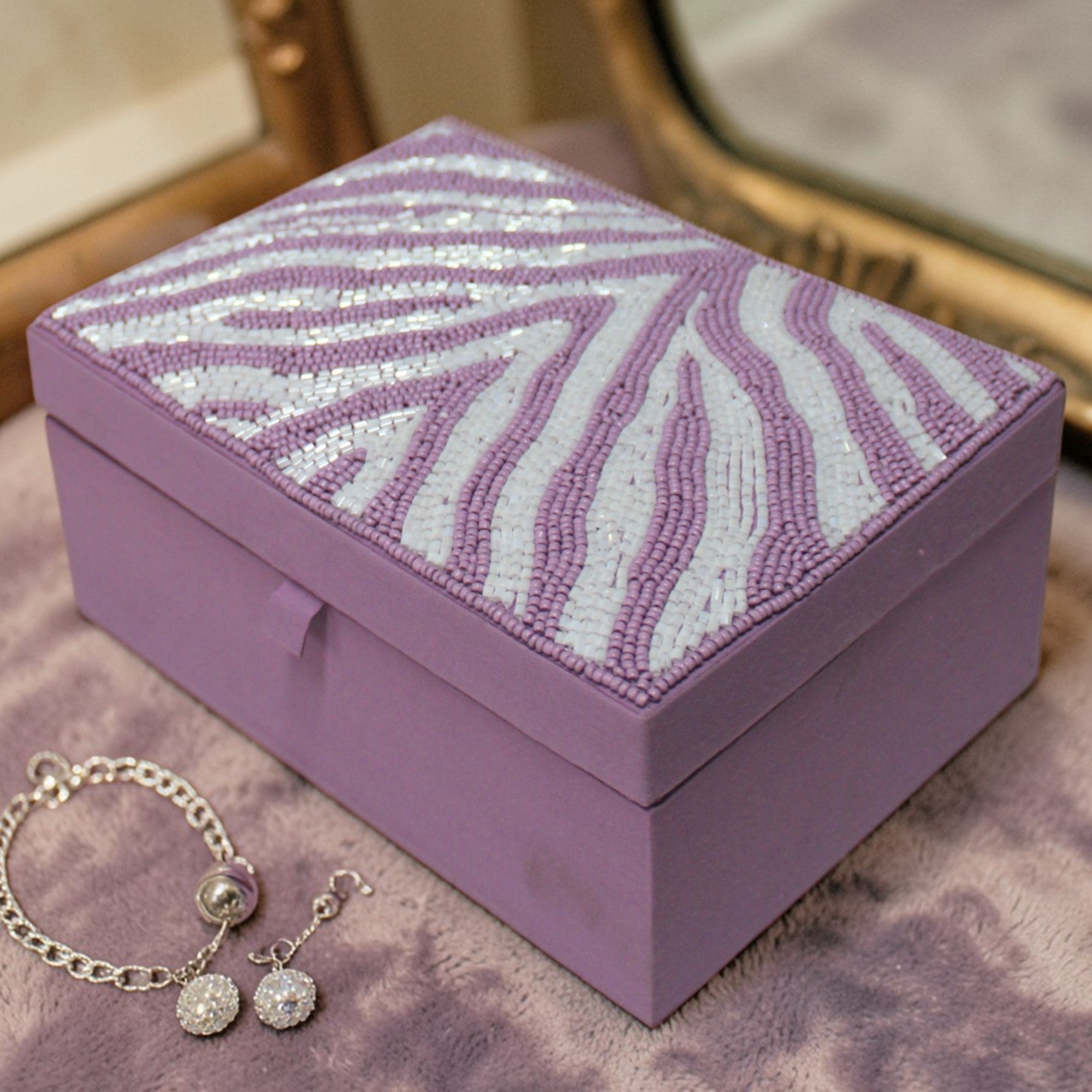 Handcrafted Zebra Print Beaded Gifting Box