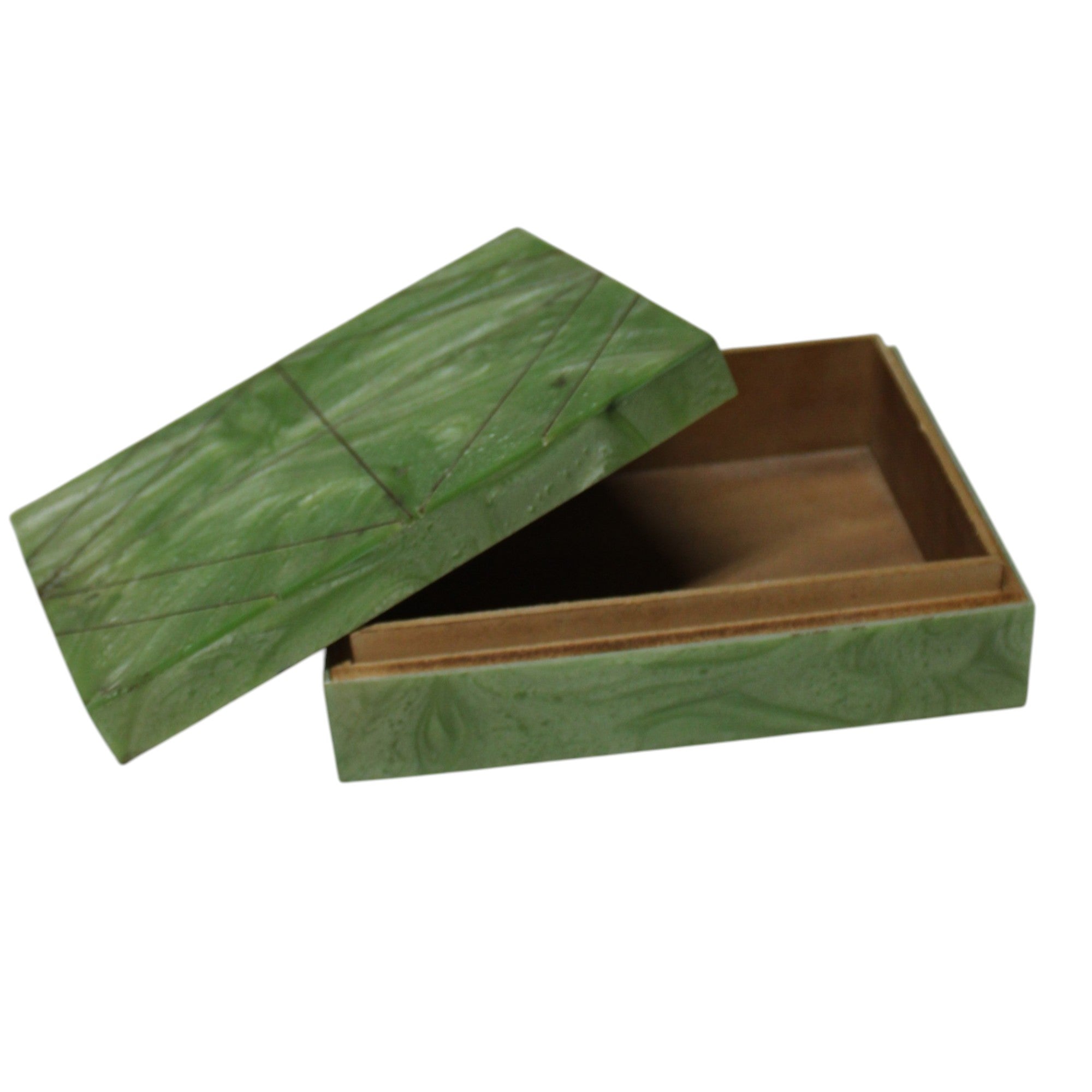 Vintage Art Deco Style Marbled Green Jewelley Box