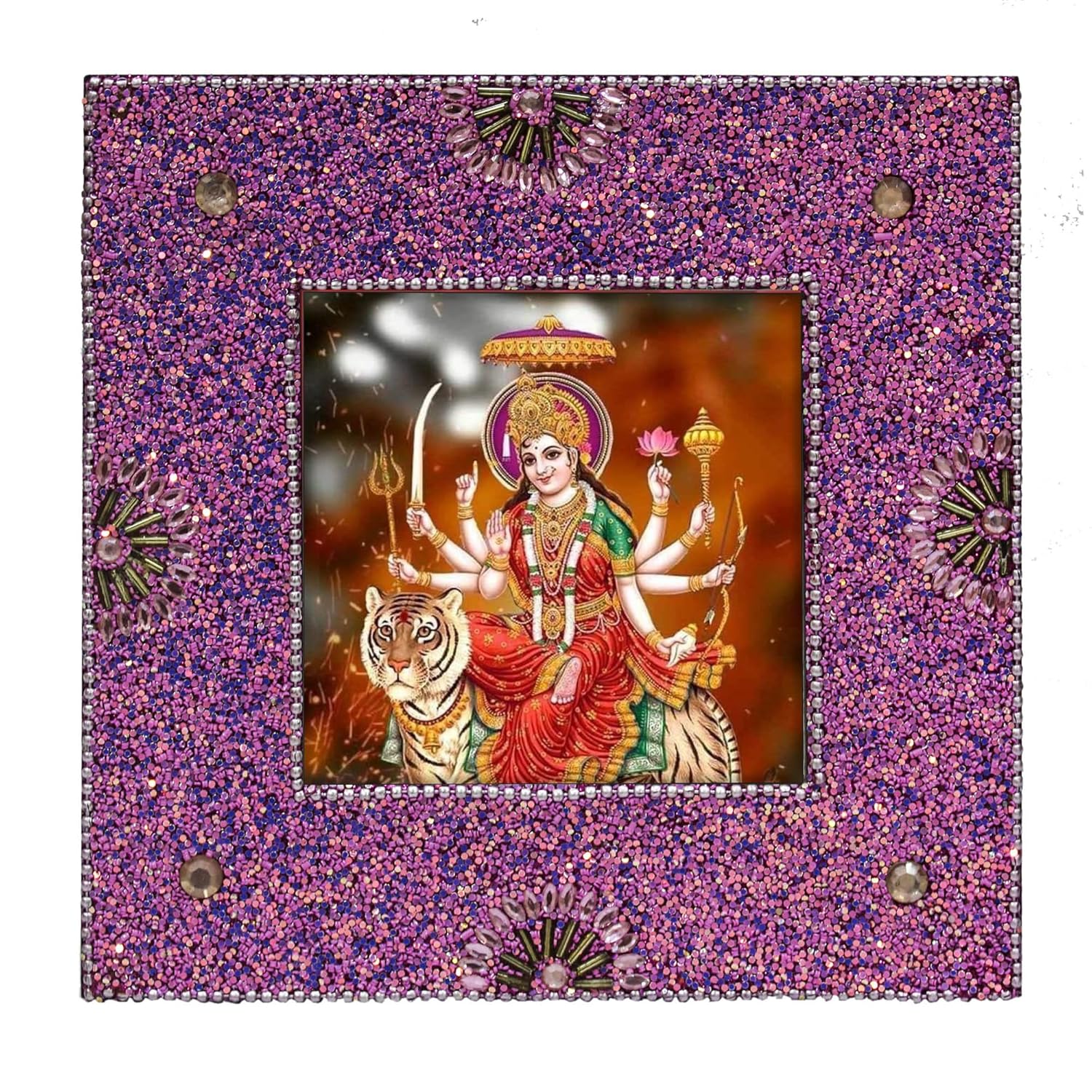 Mahishasur Mardini Durga Mata Pink Frame for Blessings