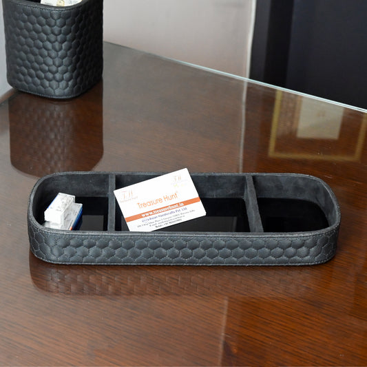 Black Leatherite Office Table Utility Tray