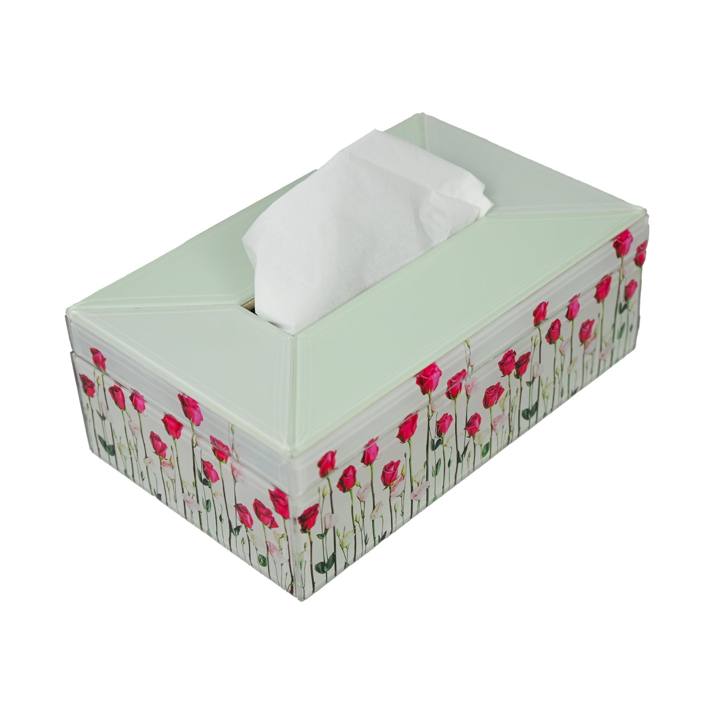 Rose Glass Tissue Box