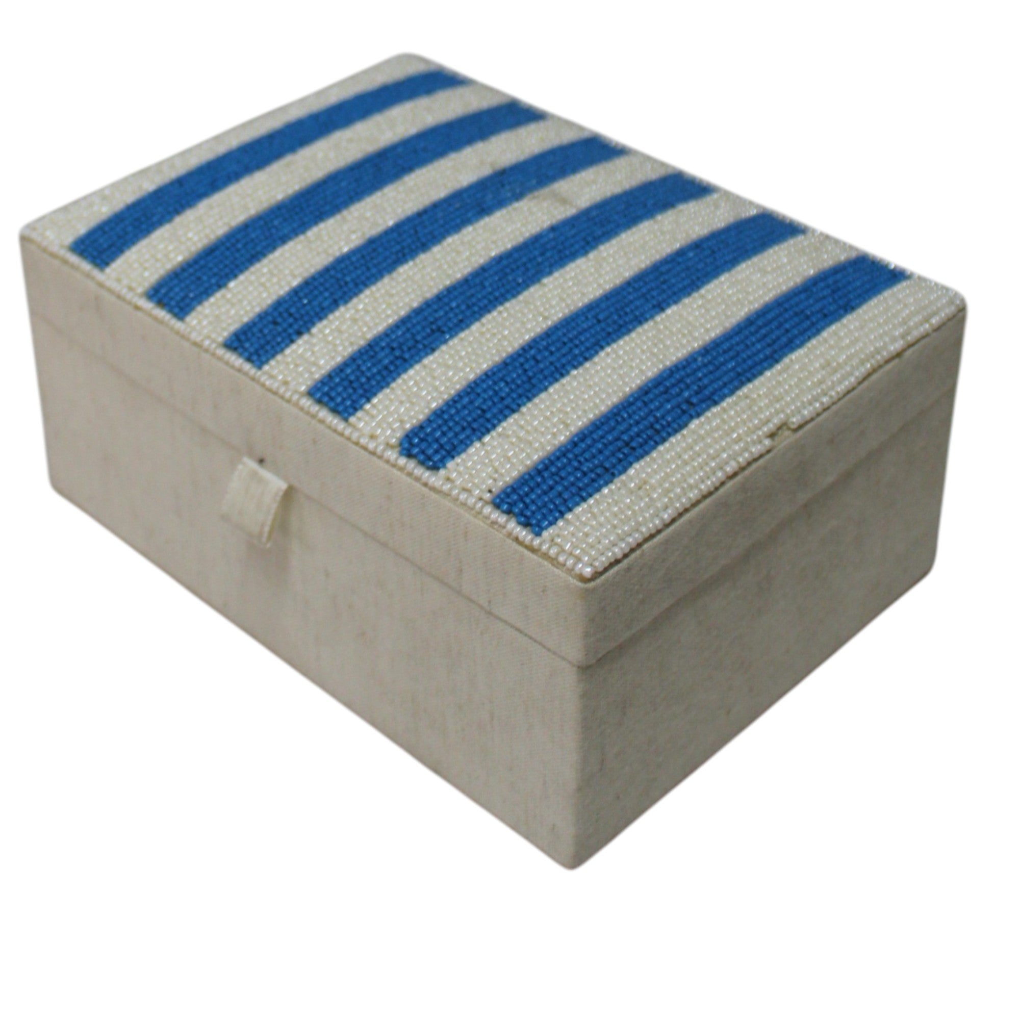 Hand-Beaded Nautical Stripe Jewellery Box