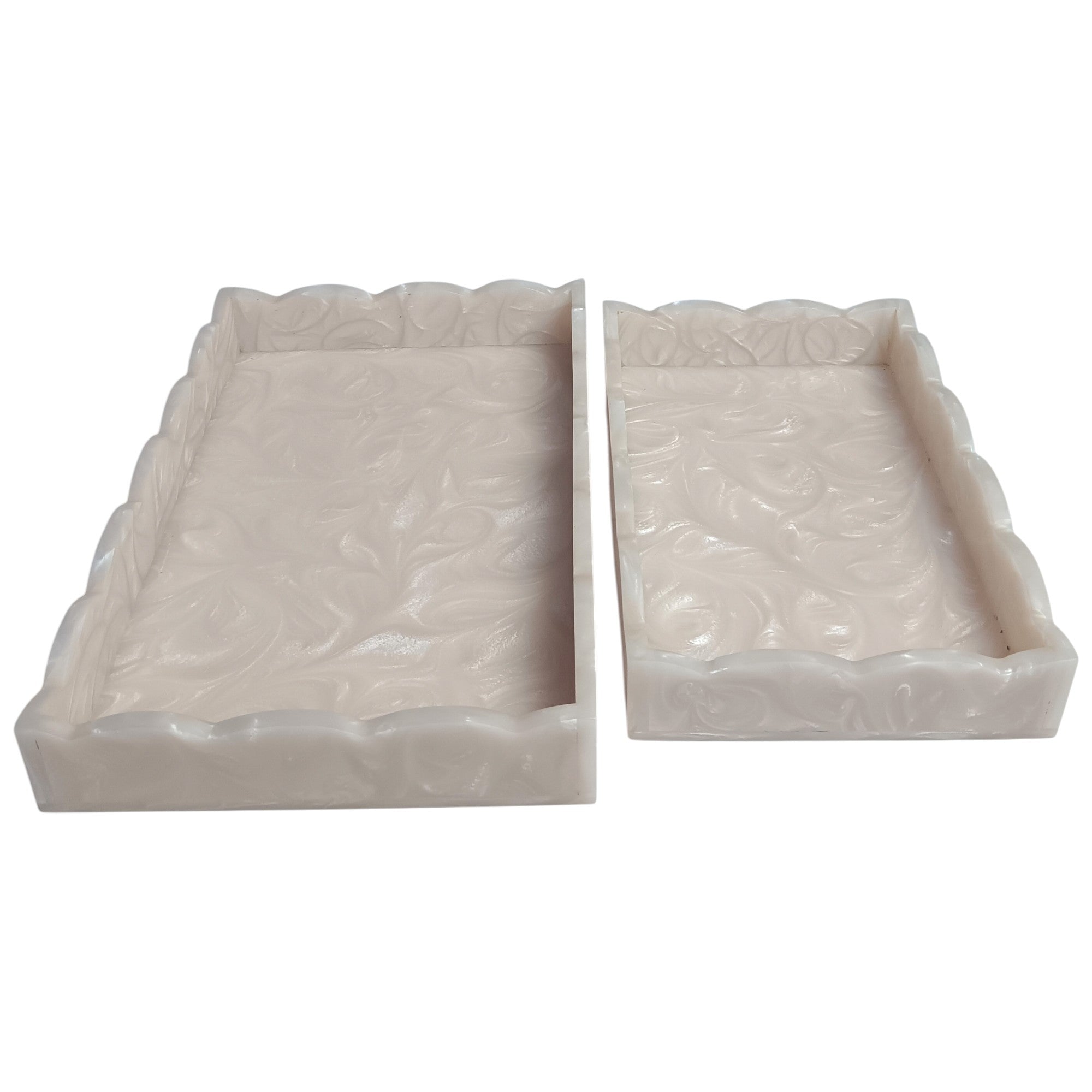 Premium Scallop Resin Tray Set of 2