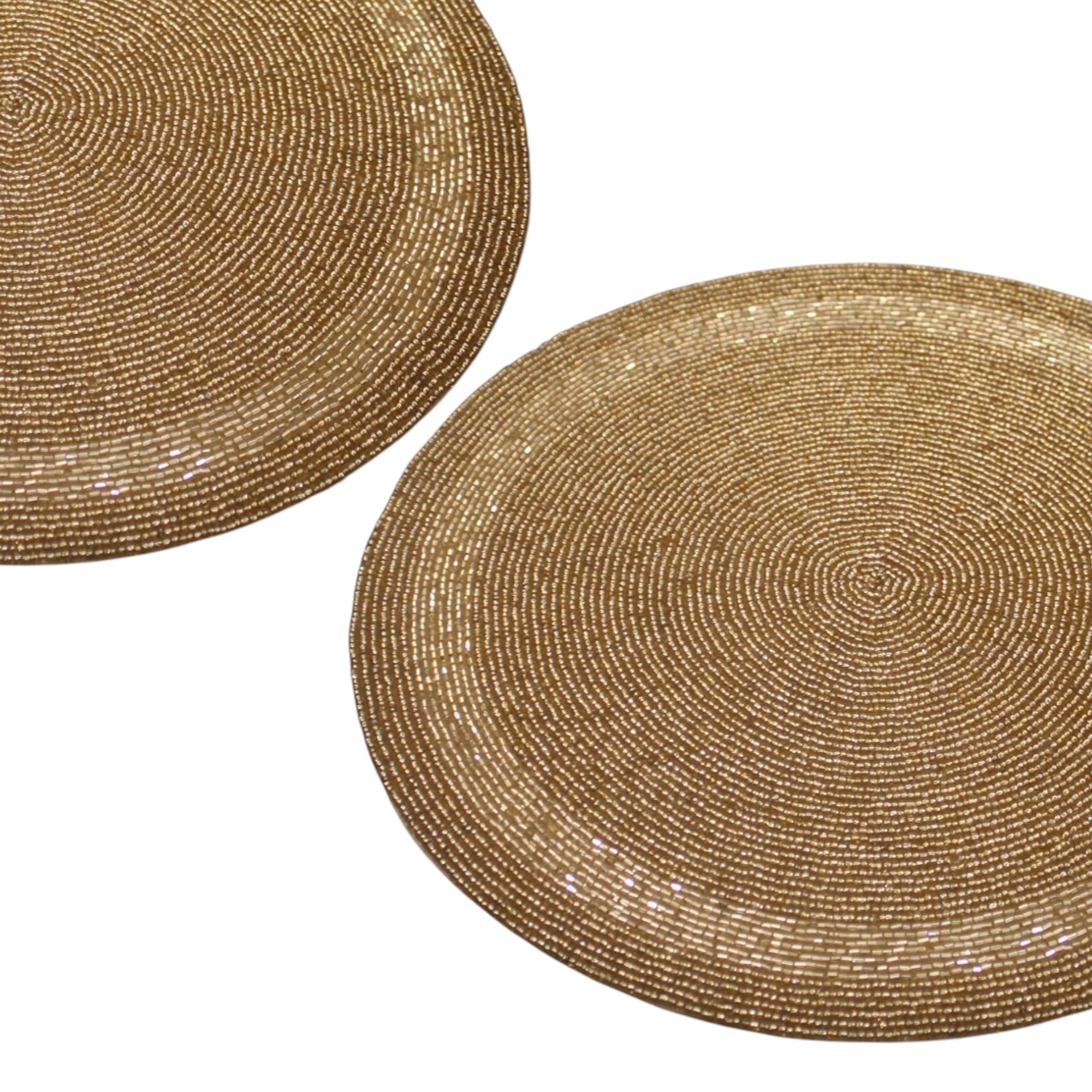 Gold Beaded Placemats for  Dining Set of Two
