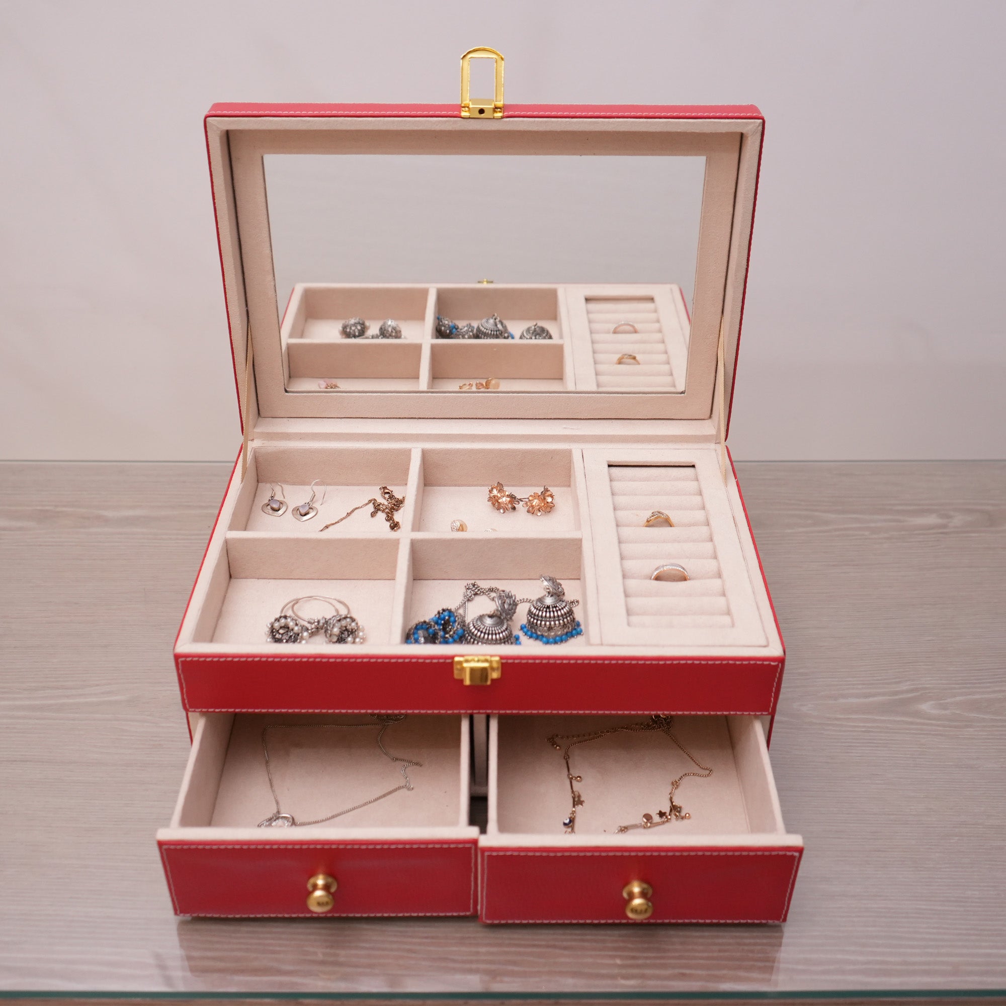 Beaded Check design Jewellery Box