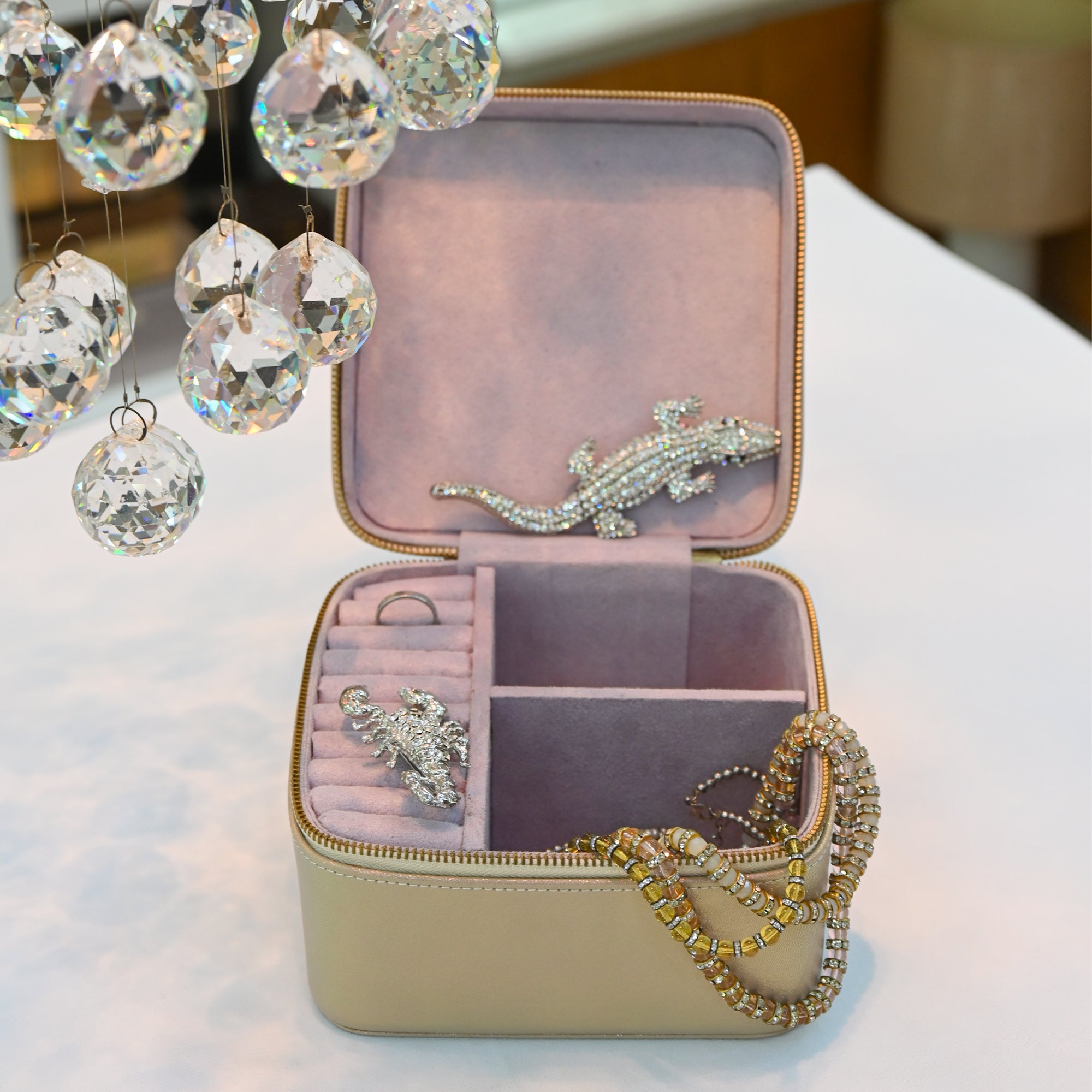 Beige Printed Jewellery Box