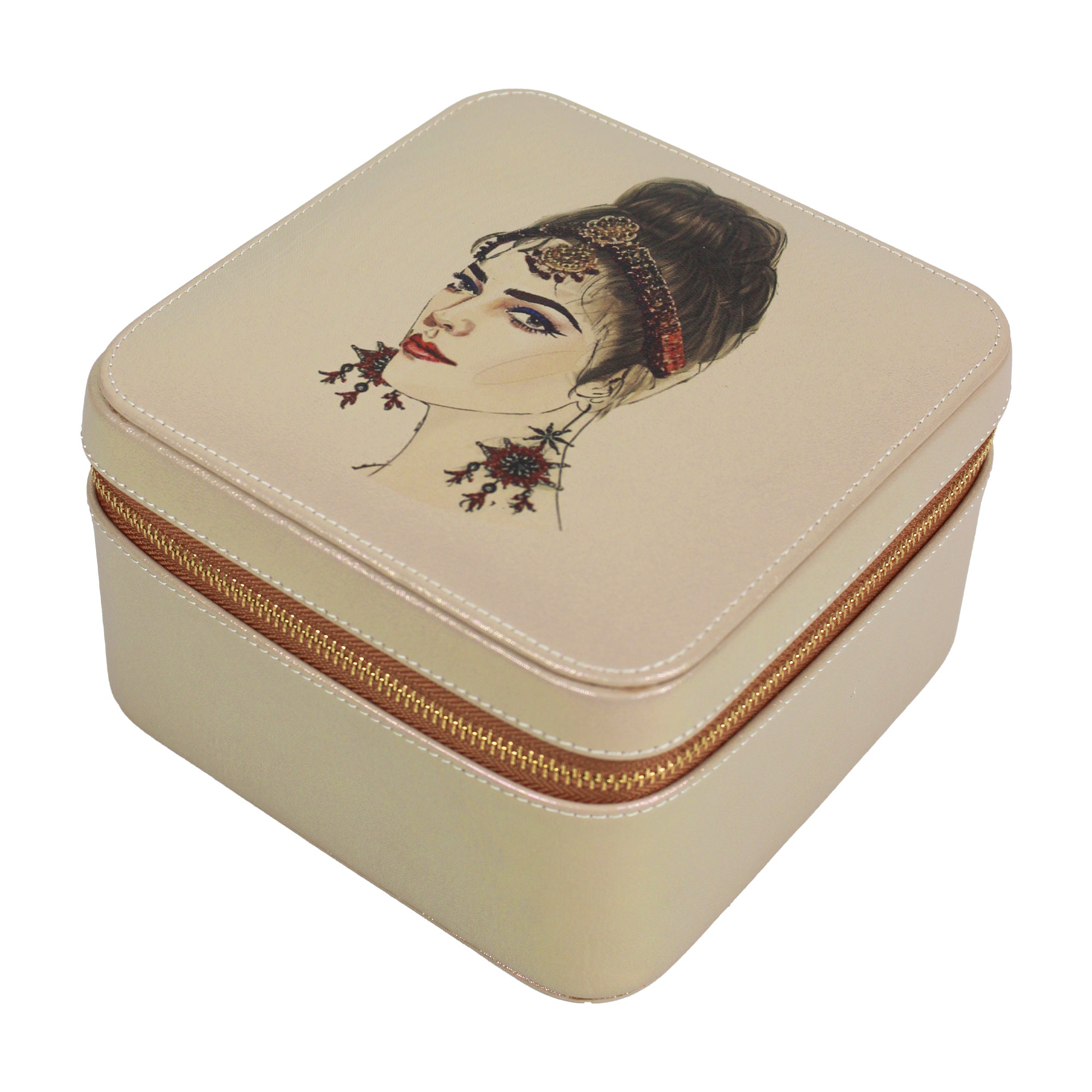 Beige Printed Jewellery Box