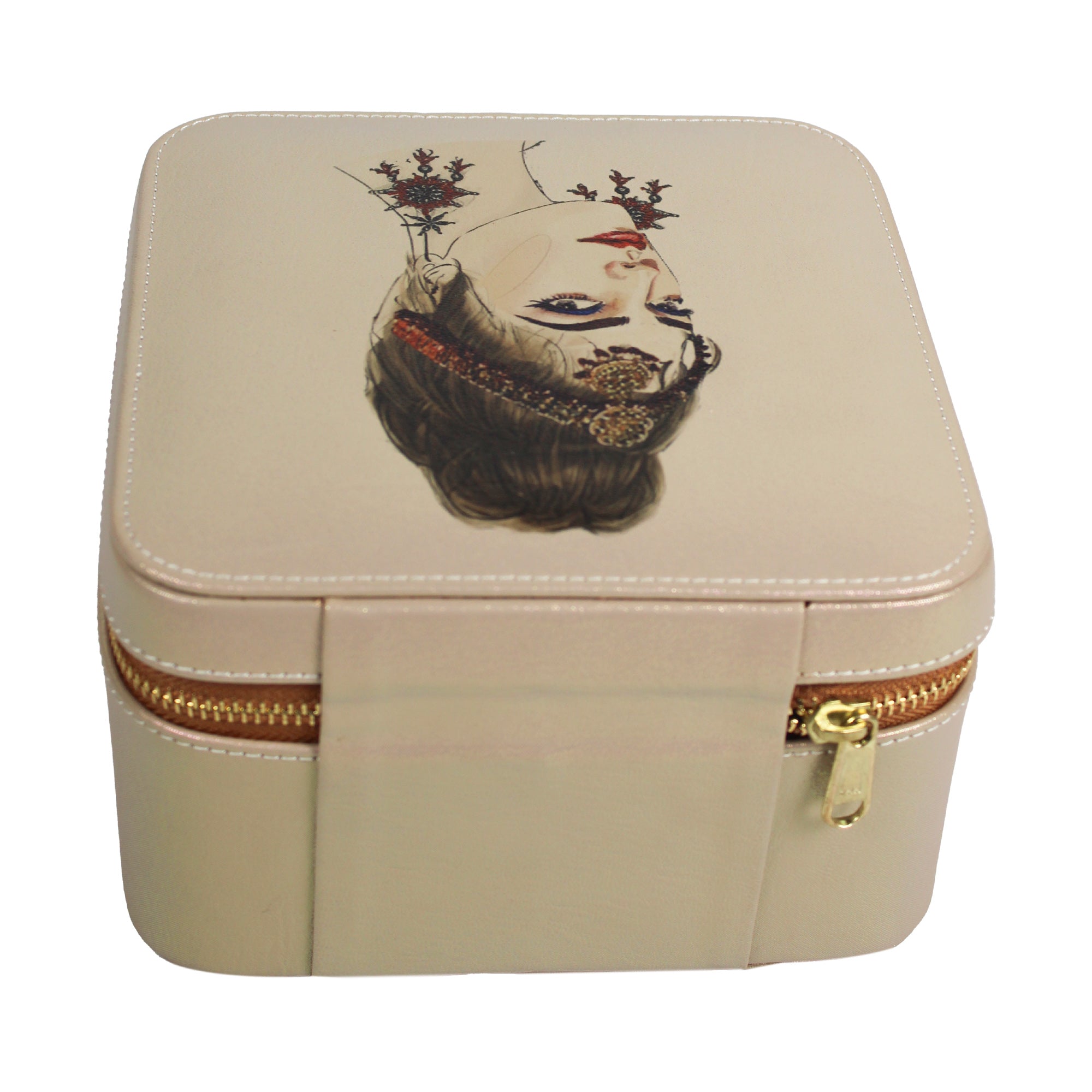 Beige Printed Jewellery Box