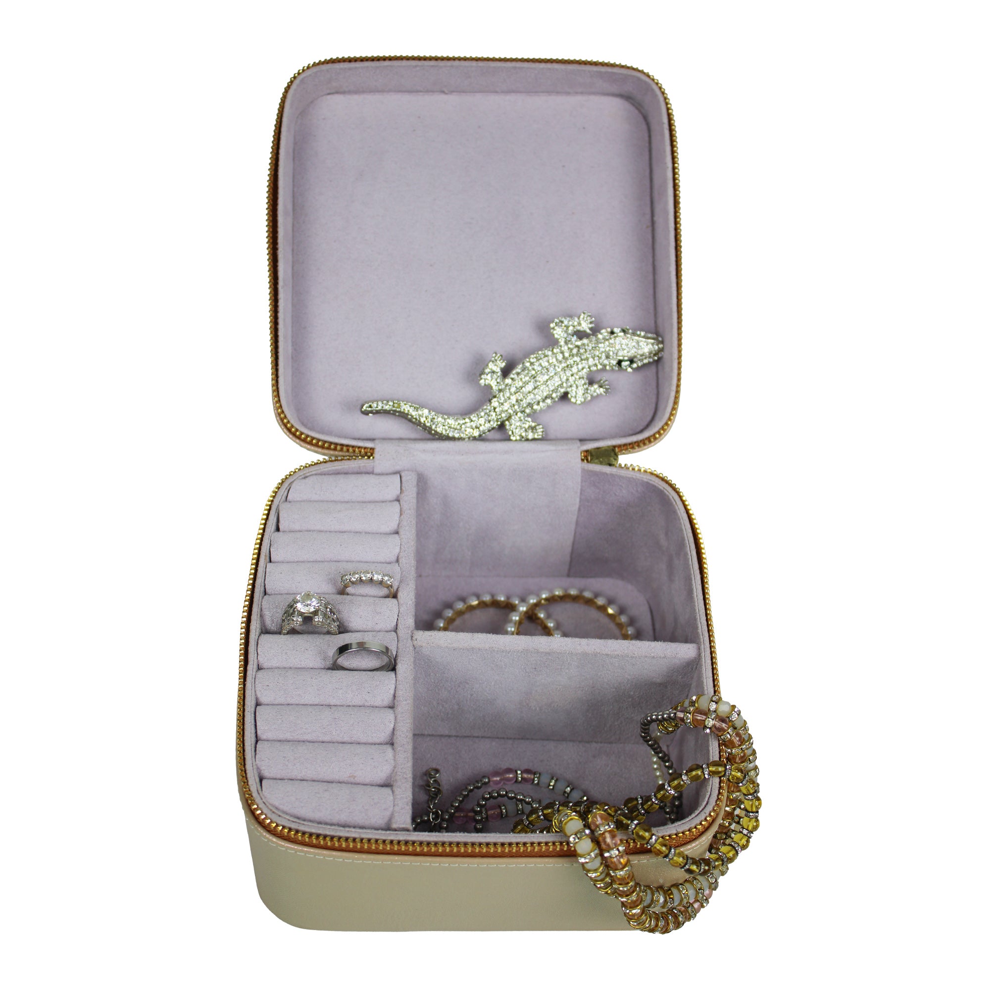 Beige Printed Jewellery Box