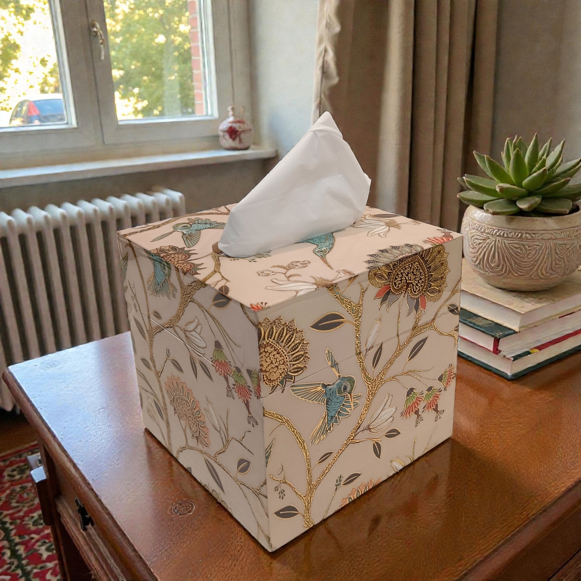 Luxury Designer Bird Design Square Resin Tissue Box