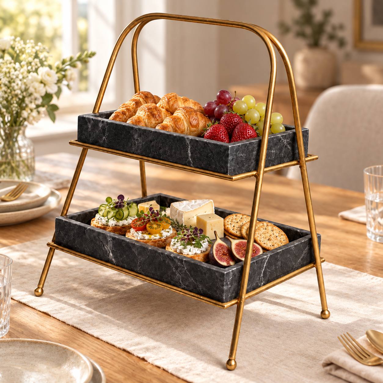 Premium Metal Serving Food Platter (Black Colour)