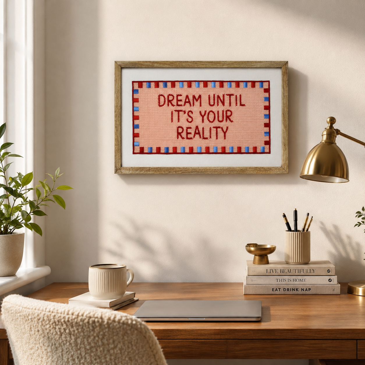 Embroidered "Dream Until Its your Reality" Room Wall Decor