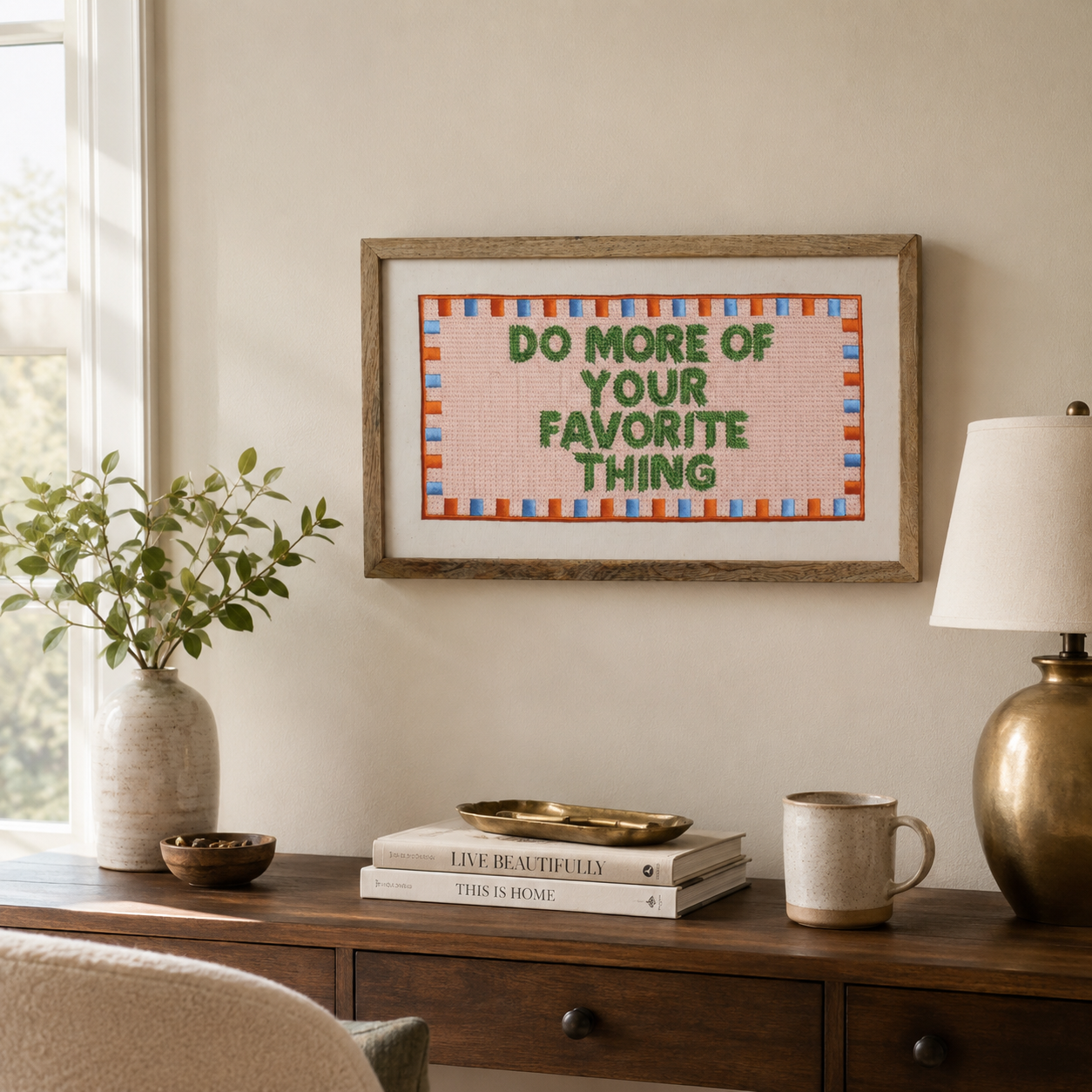 Embroidered "Do More of Your Favorite Things" Room Wall Decor