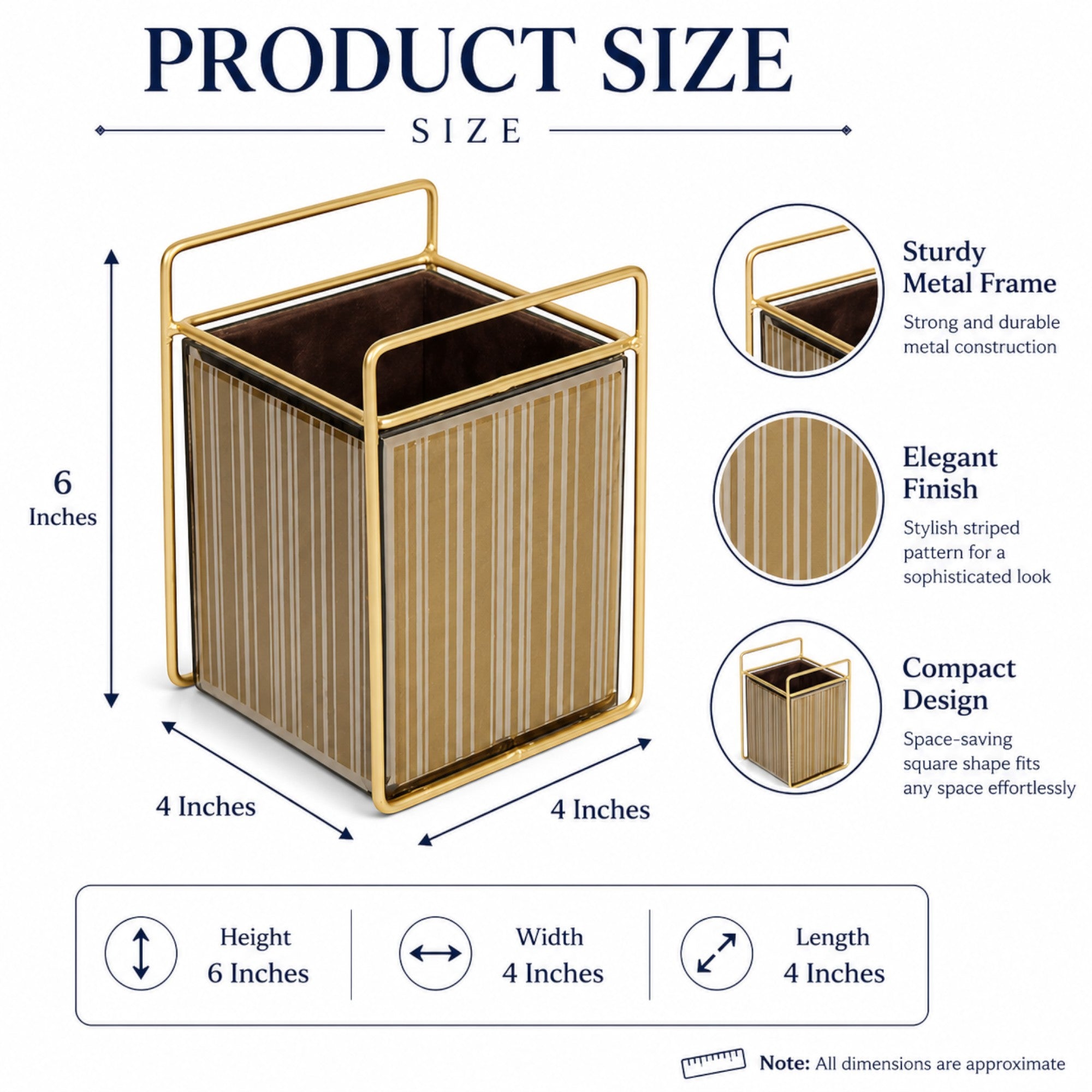 Luxury Brown Glass Stripe Design Cutlery Holder